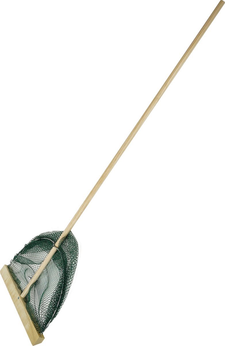 Eurocatch Garnalennet L - 2 Stuks - en Bewaarnet Set 30cm Breed - Houten steel 107cm lang - Slootnet - Visnet - Samen Garnalenvissen