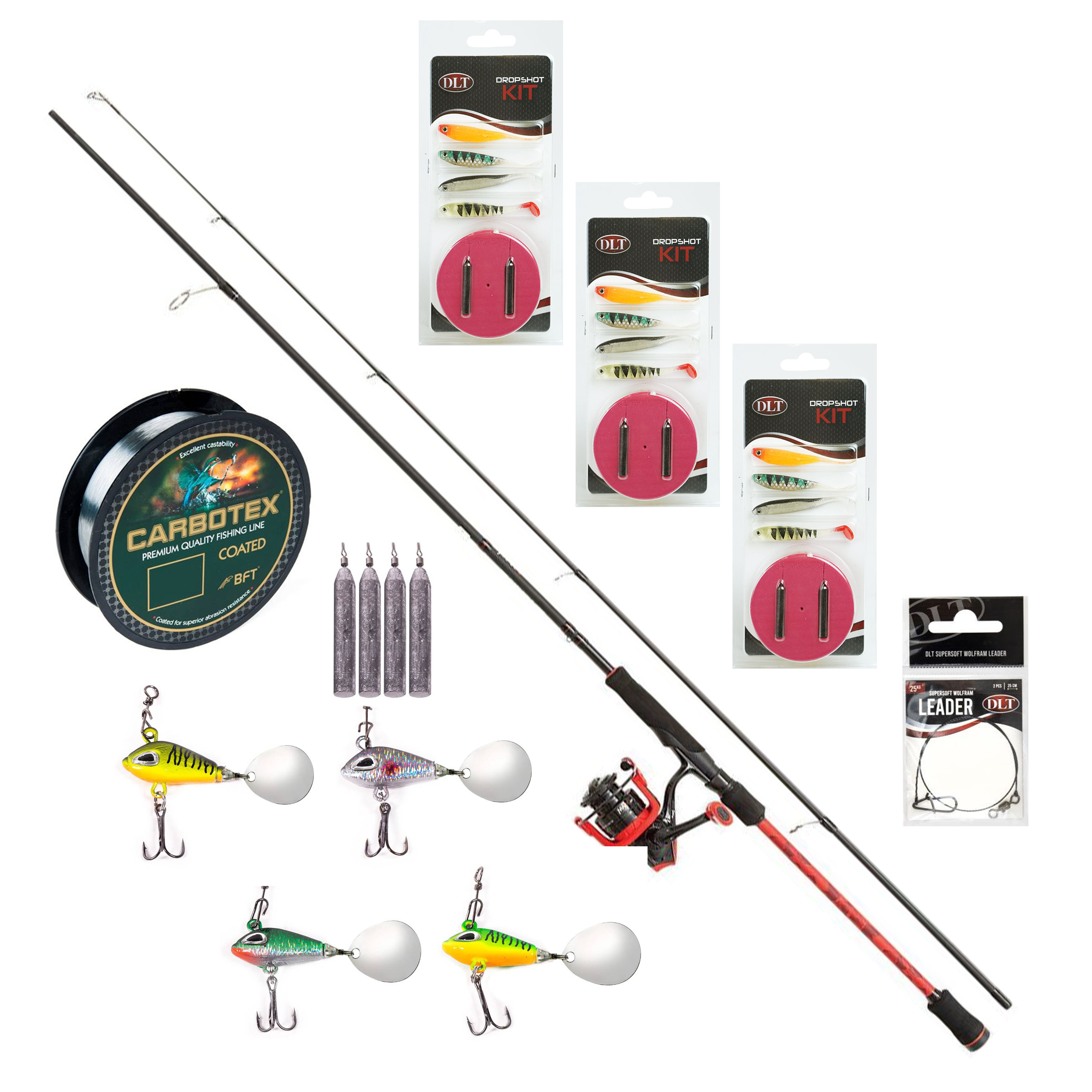 DLT Abu Garcia MAX Super Set 2.40m Compleet -Onderlijnen -Spinners - Softbaits - Lood - Dropshot Kits