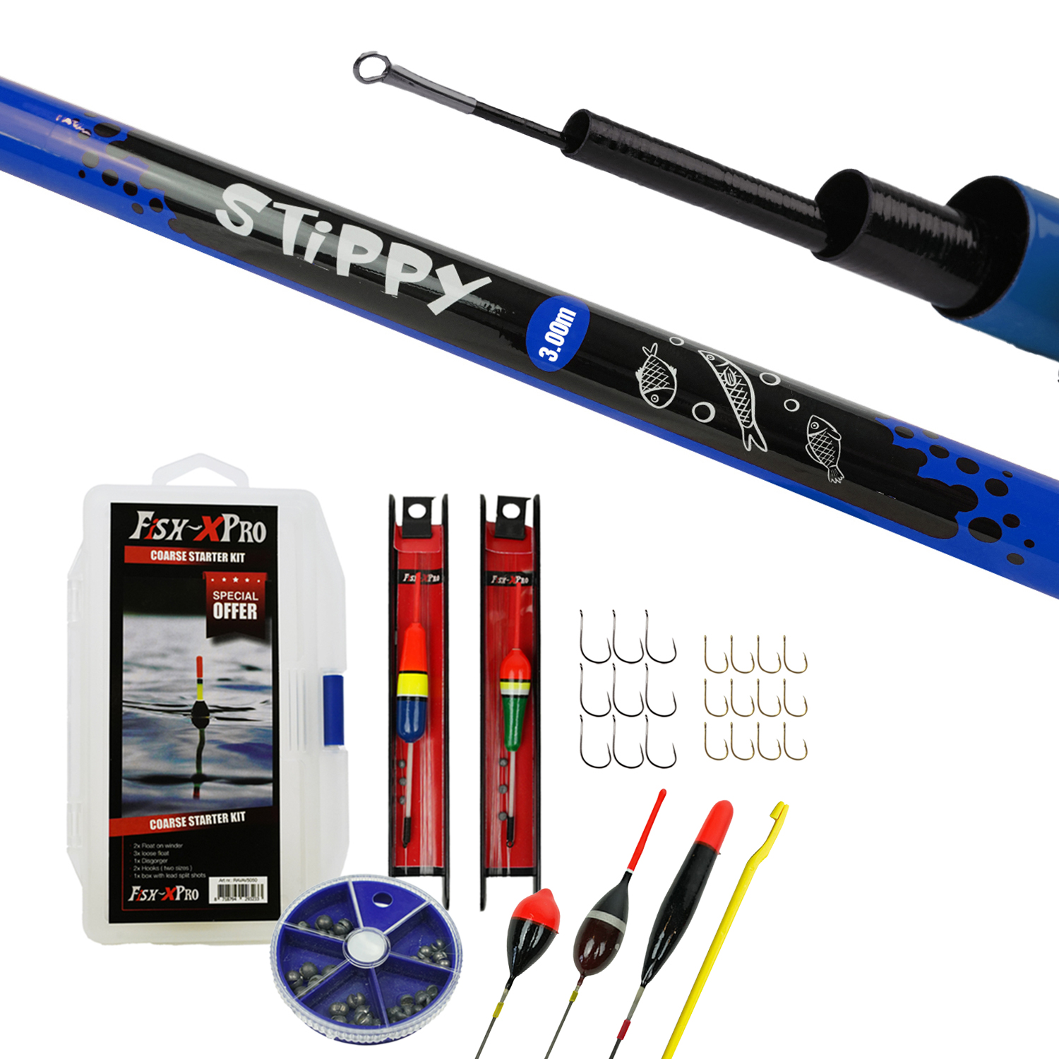 Fish-Xpro Vaste hengelset - Telescoop Hengel - Witvisset - Visset - incl 2 Vistuigjes