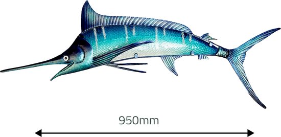 Eurocatch  Marlijn Wanddecoratie - 95cm  - 3-D  Metaal en Glas  - kunst -Cadeau Tip