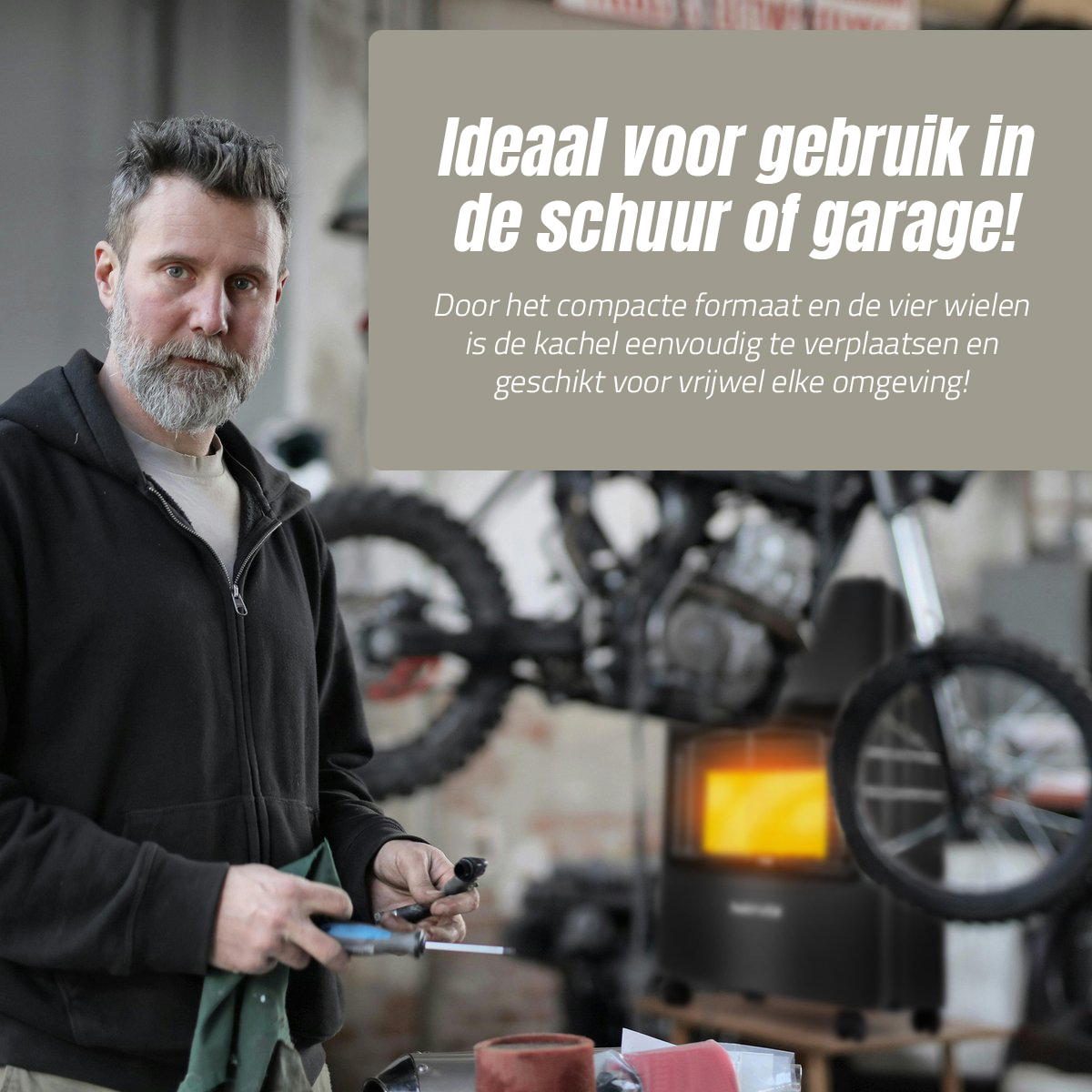 Eurocatch Gaskachel - Mobiele kachel Incl. Slang en Drukregelaar - Zwart - 4200W - 2e Kans!