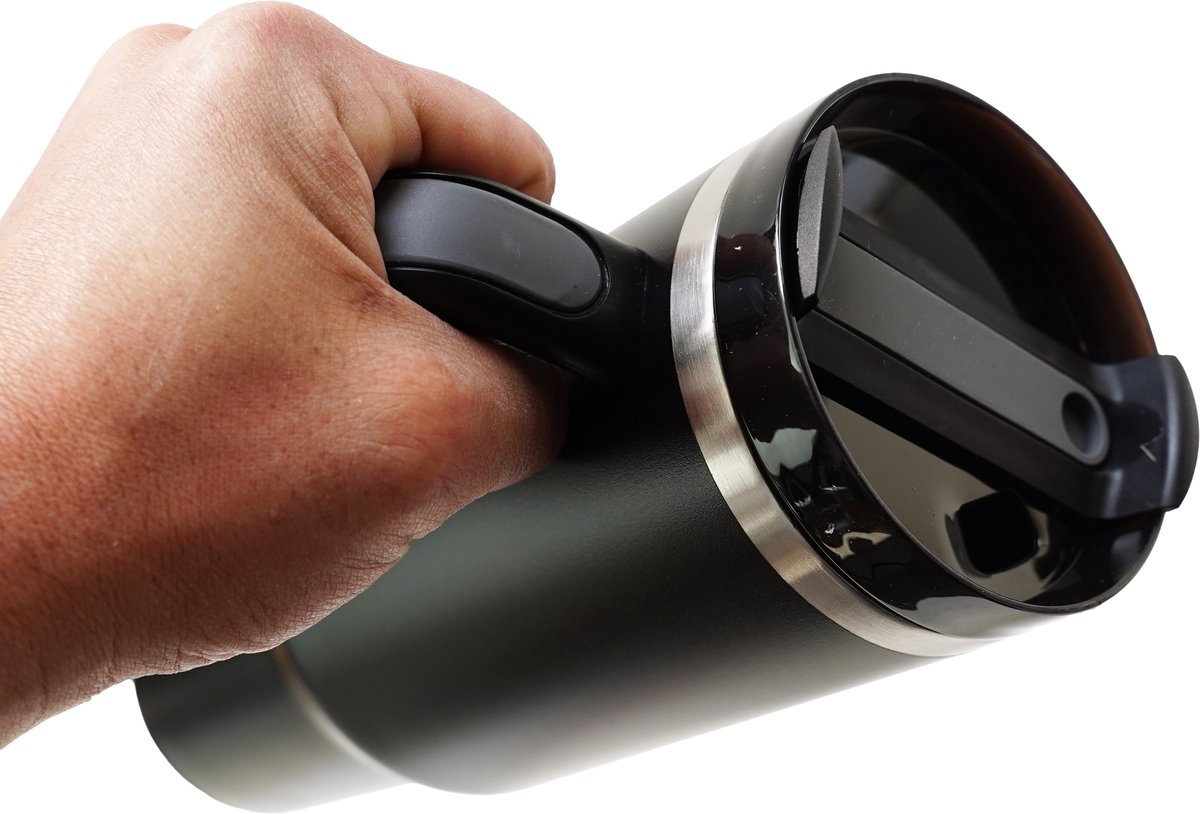 Eurocatch Tumbler 1.2L - Thermosbeker met Rietje en Handvat - 11 uur koud 48 uur met ijs - Vaatwasser bestendig - Zwart