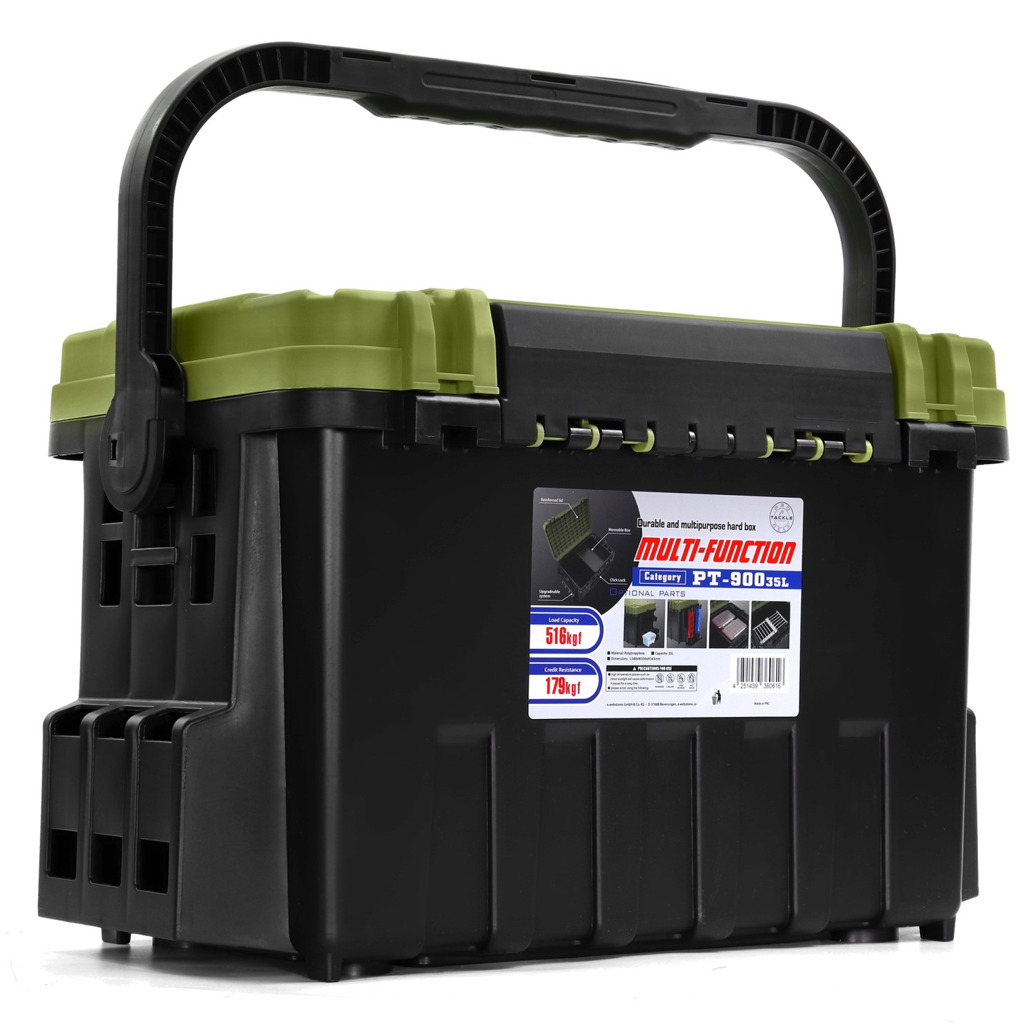Eurocatch Pro-Tackle Competition XL Tackle box - Viskoffer - 54x34x35cm Zwart/Groen