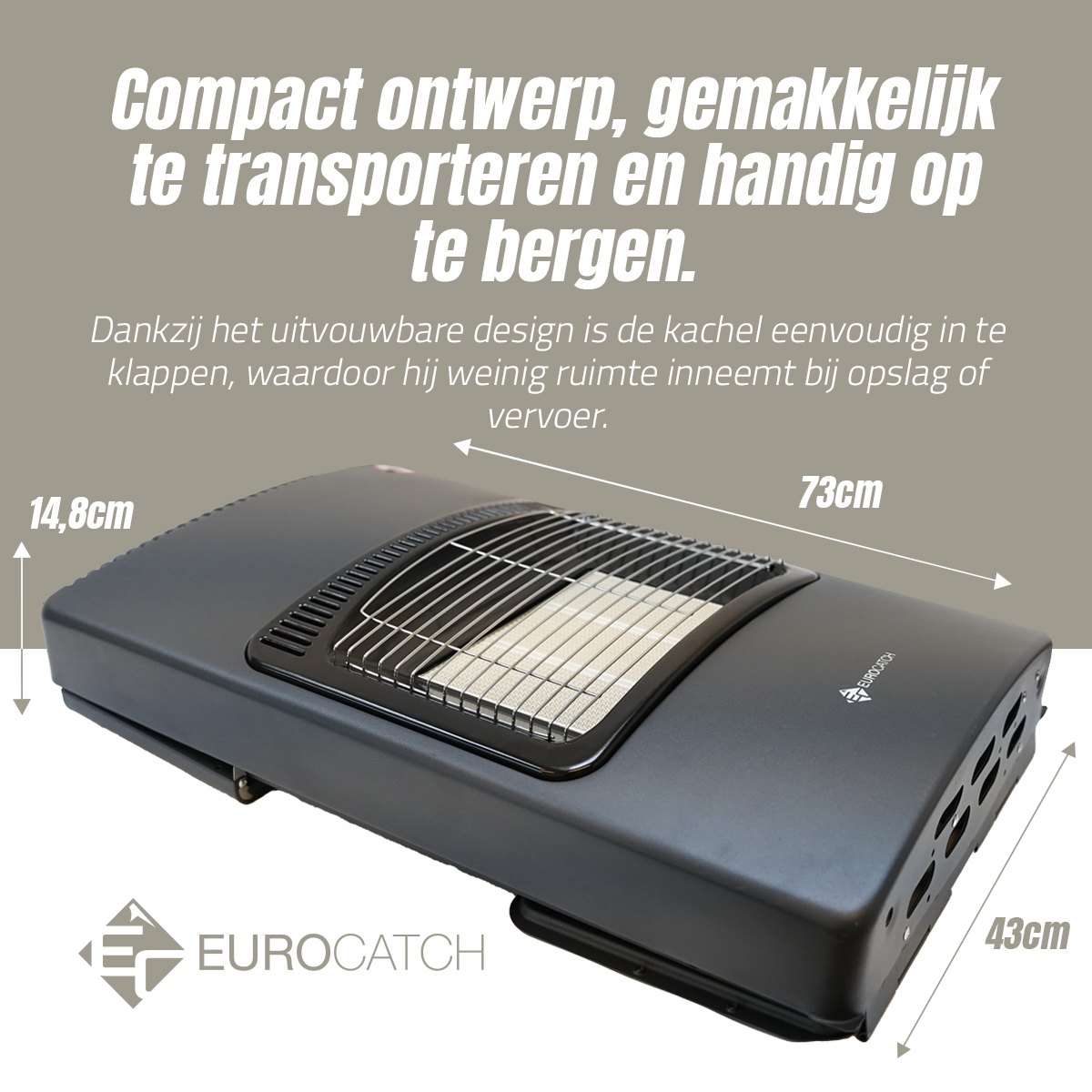 Eurocatch Gaskachel - Mobiele kachel Incl. Slang en Drukregelaar - Zwart - 4200W - 2e Kans!