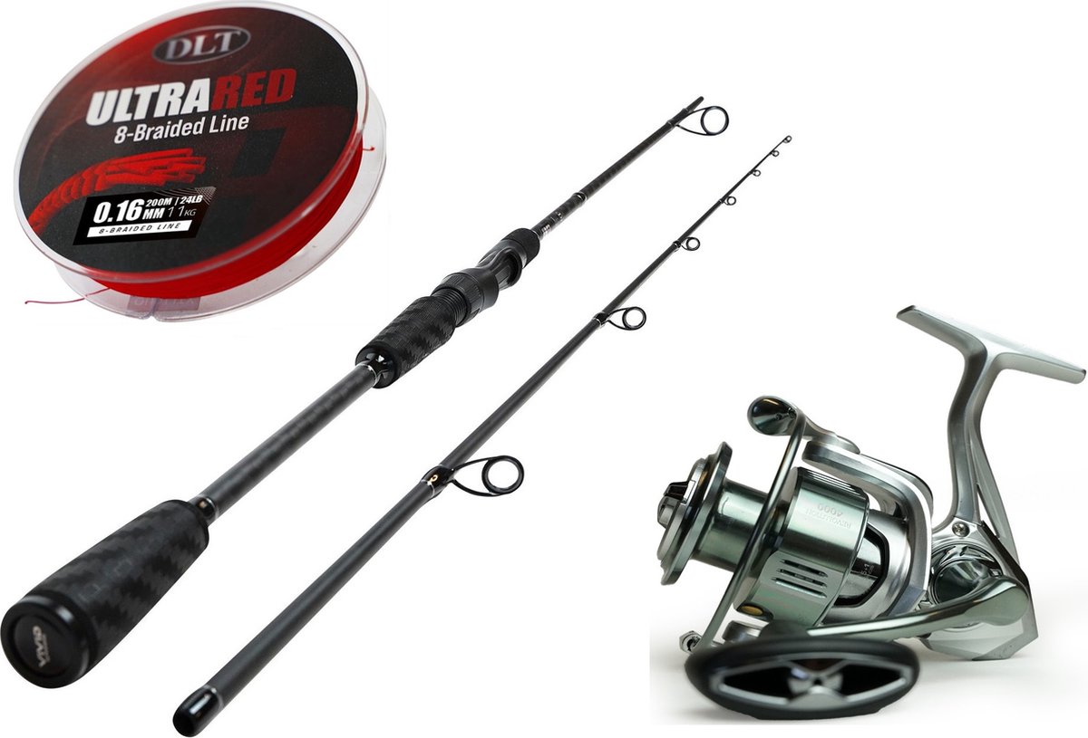 DLT Vivid Spinhengel Set MH Allround - 2.70m - 14-50gr - Hengelset - Hengel met Molen en Gevlochten Vislijn