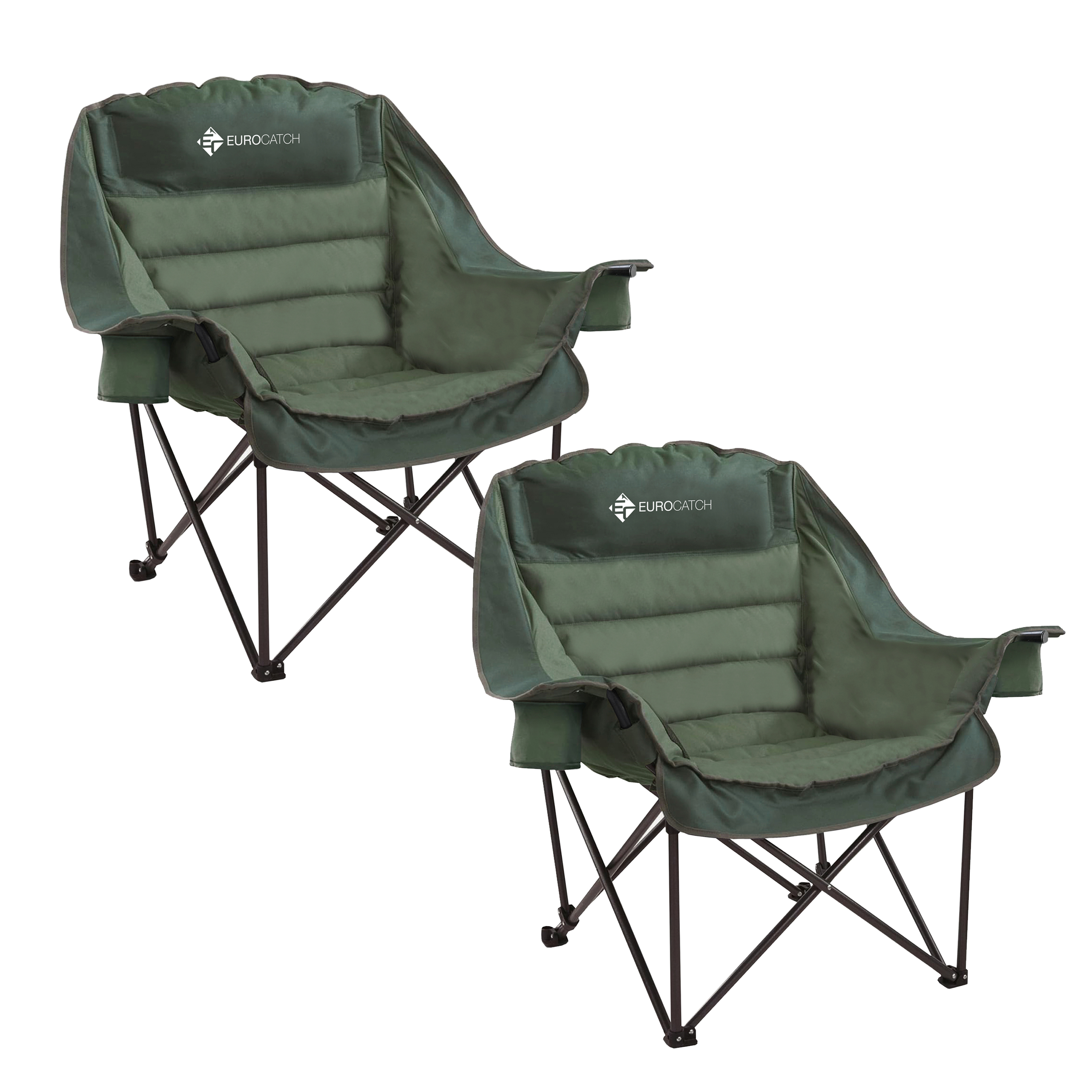 Eurocatch Comfy Club Chair XXL -  2stuks - Opvouwbaar met 2 Bekerhouders 