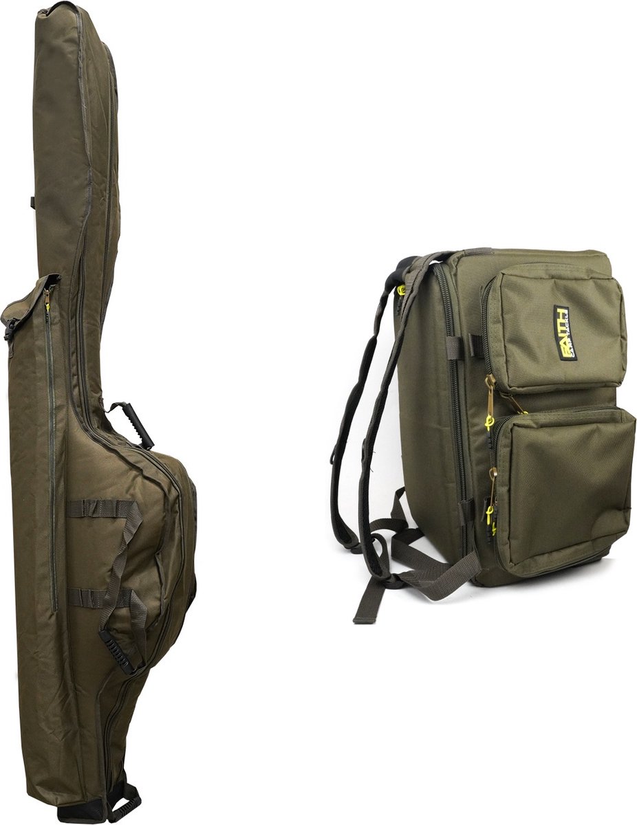 Faith Vistassen set - Hengel foedraal - Visrugtas - Groen - Carryall - 12ft Holdall - Deluxeset - Stalker set