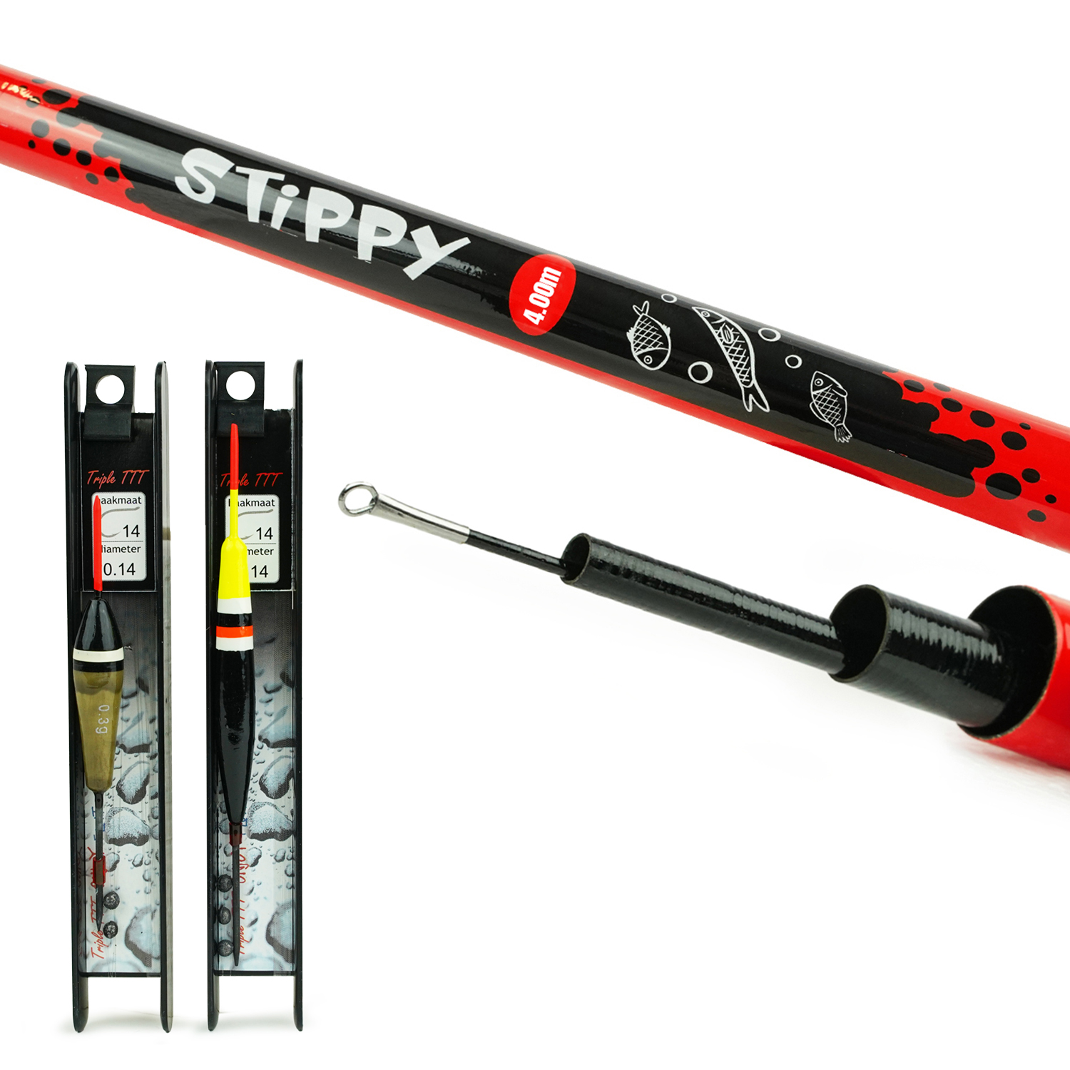 Fish-Xpro Vaste hengelset 4m - Telescoop Hengel - Witvisset - Visset - incl 2 Vistuigjes
