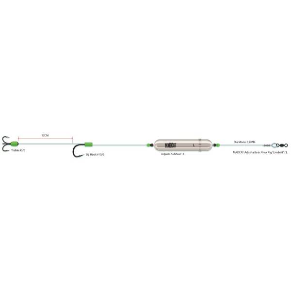 Madcat Adjusta Basic River Rig | Onderlijn | Livebait | Maat L