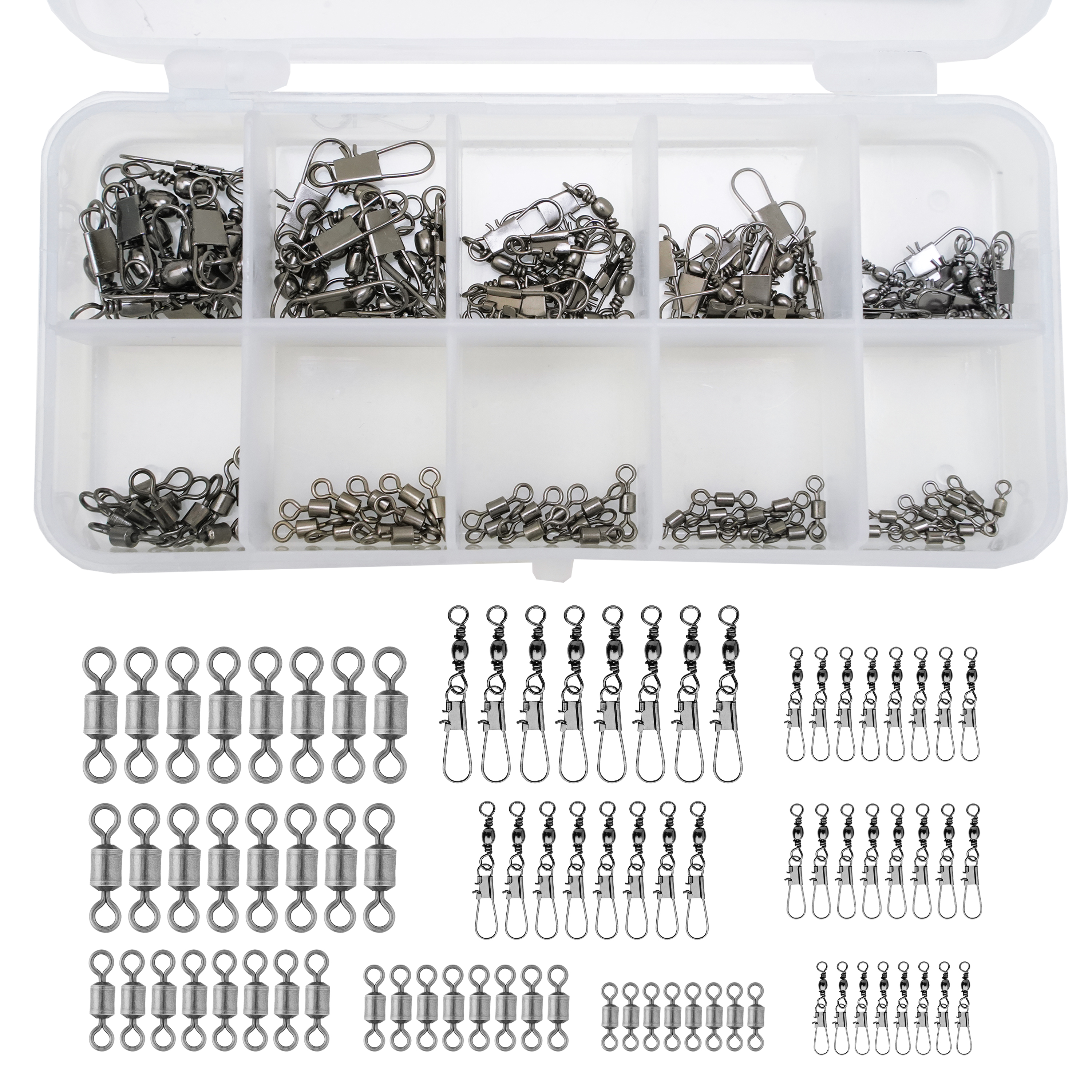 FishXpro Total Swivel Set 110pcs - De Complete Oplossing voor al je visserijen