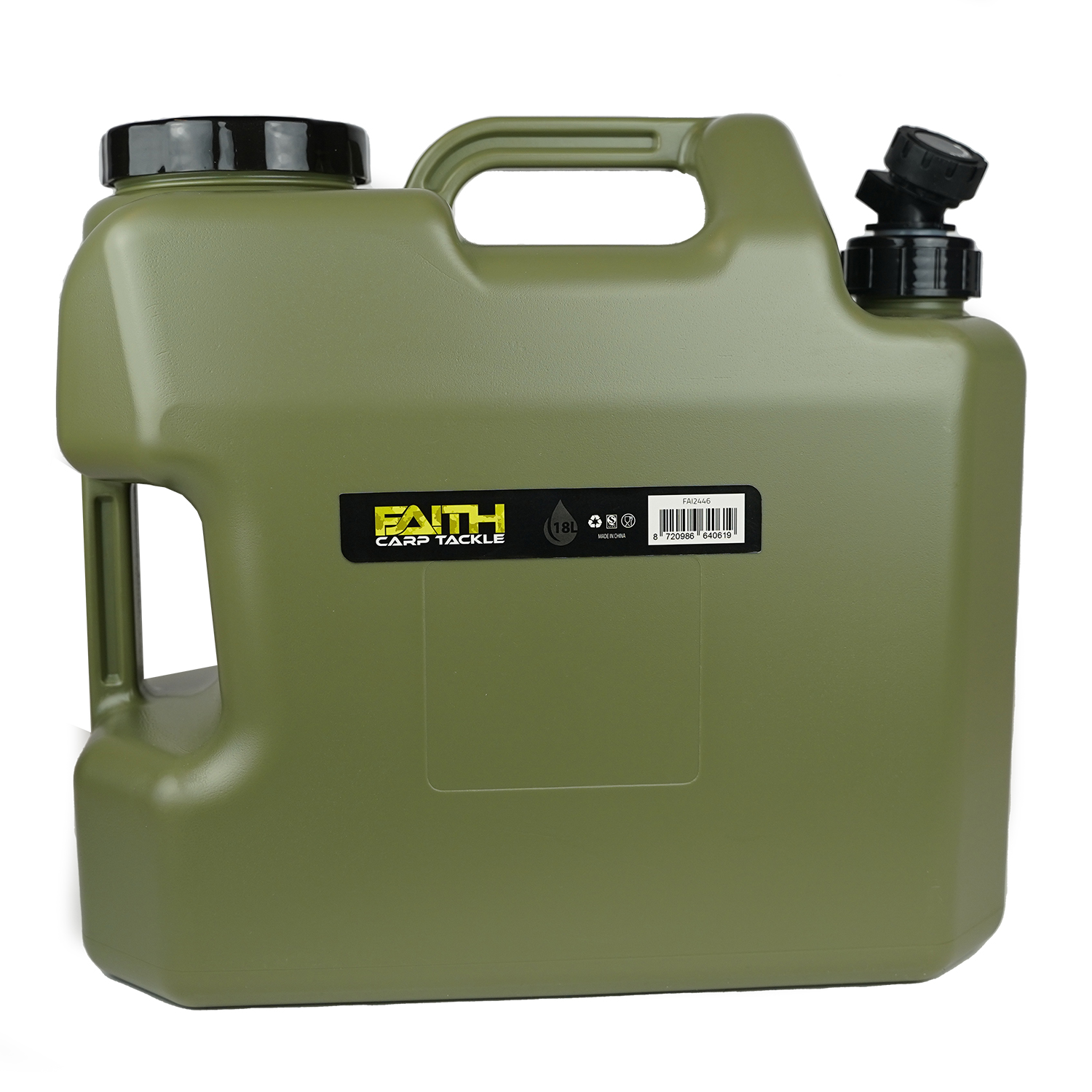 Faith  Jerrycan met Kraan 18L - Polyethyleen Groen - Voedsel-Veilig - Watertank