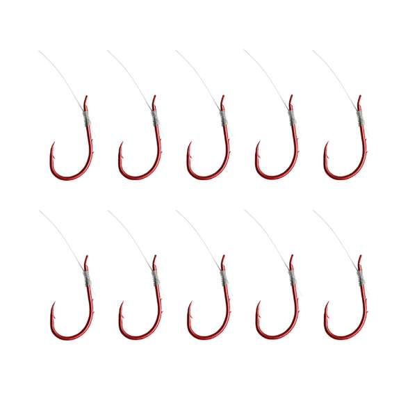 Dam Spezi Trout Red | Onderlijn | Haakmaat 14 | 0.14mm | 1.5kg | 3lbs | 70cm | 10 Stuks
