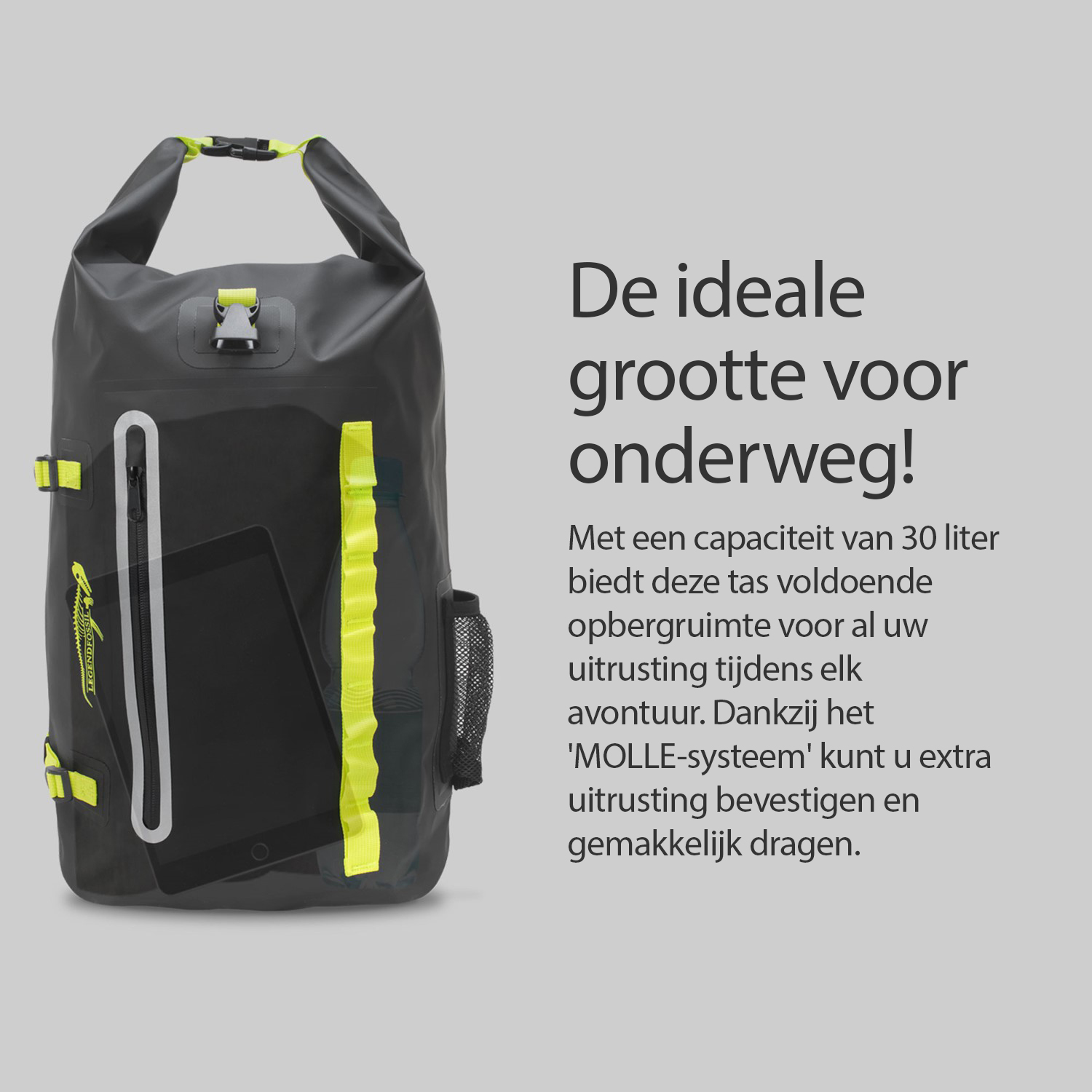 Legendfossil - Waterproof - Rucksack Fjord - 30L - Black - Waterdicht - Rugzak - Backpack - Zwart