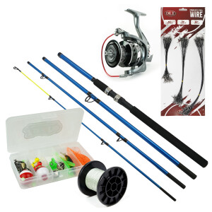 X2 Complete Zeevis & Roofvis Hengel Set - Blue Drifter Travel Rod 2.70m - 6000 Molen - Gevlochten Lijn - Accessoireset - Onderlijnen