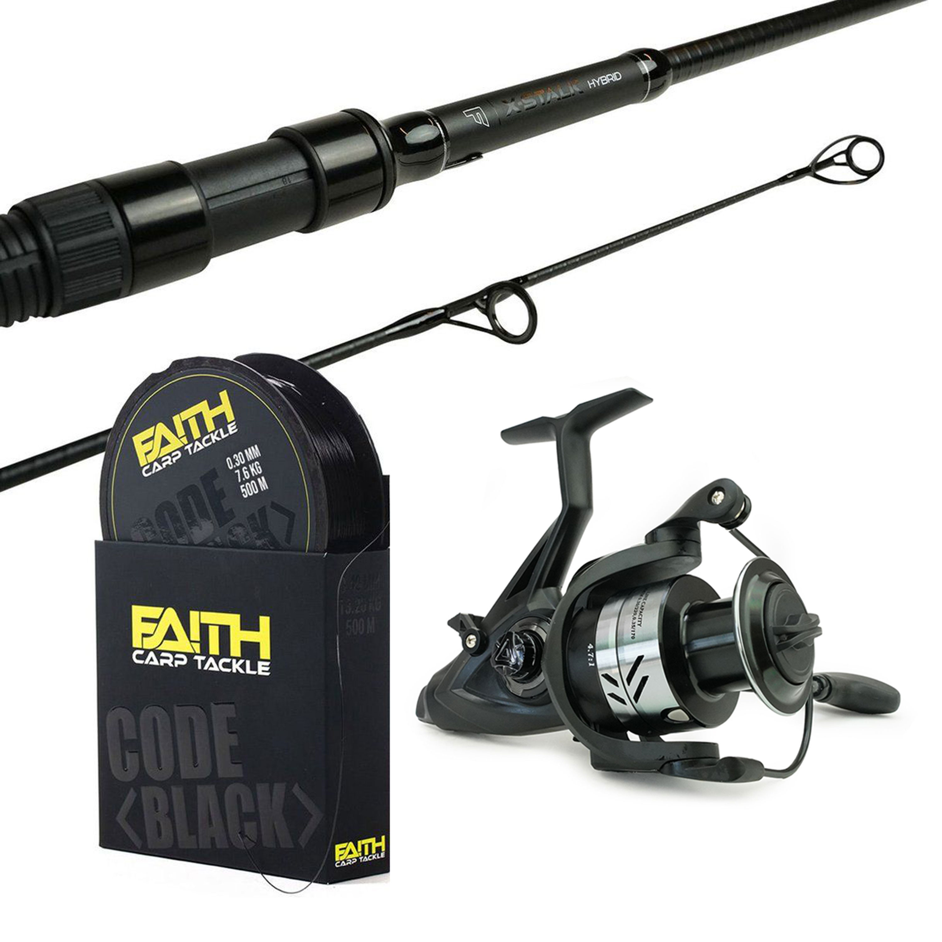 Faith Hengelset X-Stalk Hybrid 10Ft  - 3.00lbs - Faith Nobilis LL 3500 Freerunner  - 500m Nylon Lijn oneshot