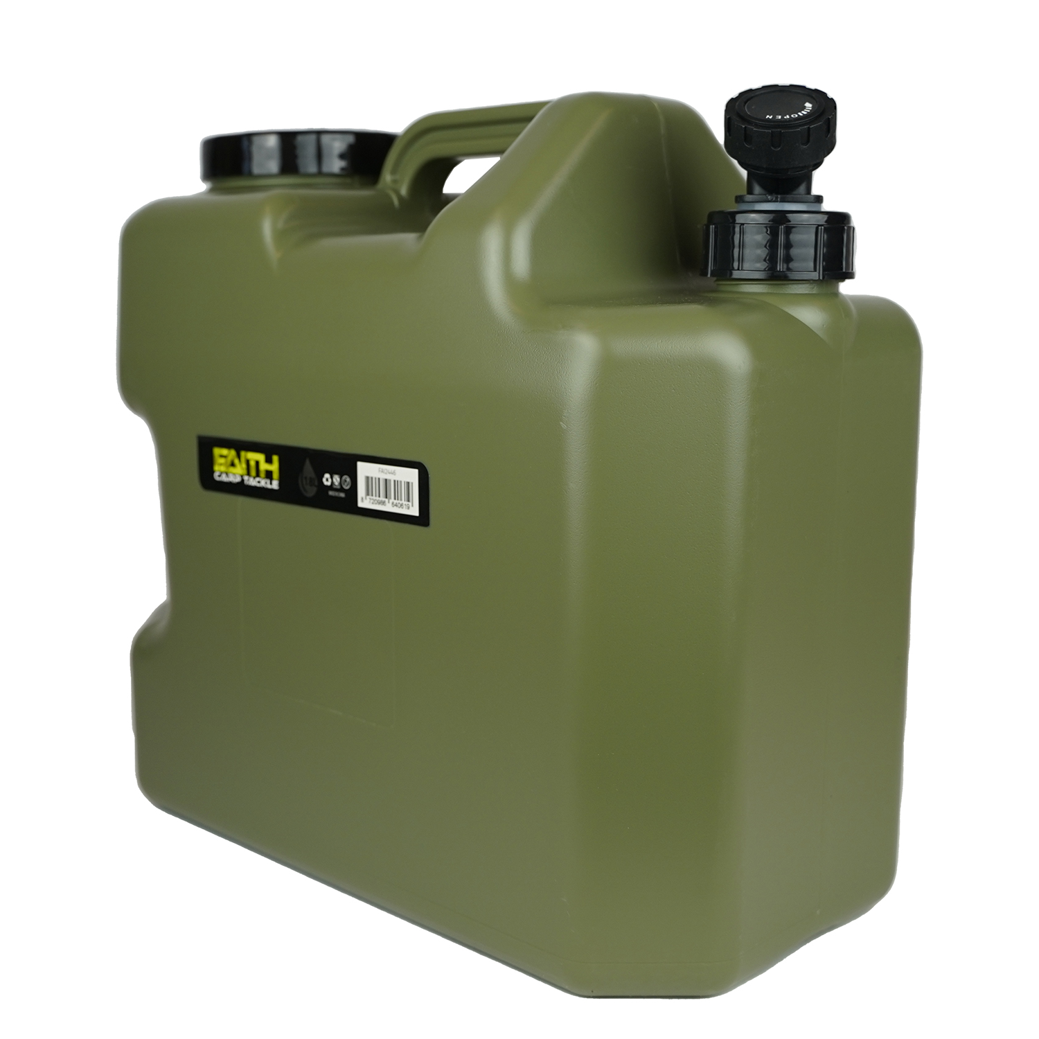 Faith  Jerrycan met Kraan 18L - Polyethyleen Groen - Voedsel-Veilig - Watertank