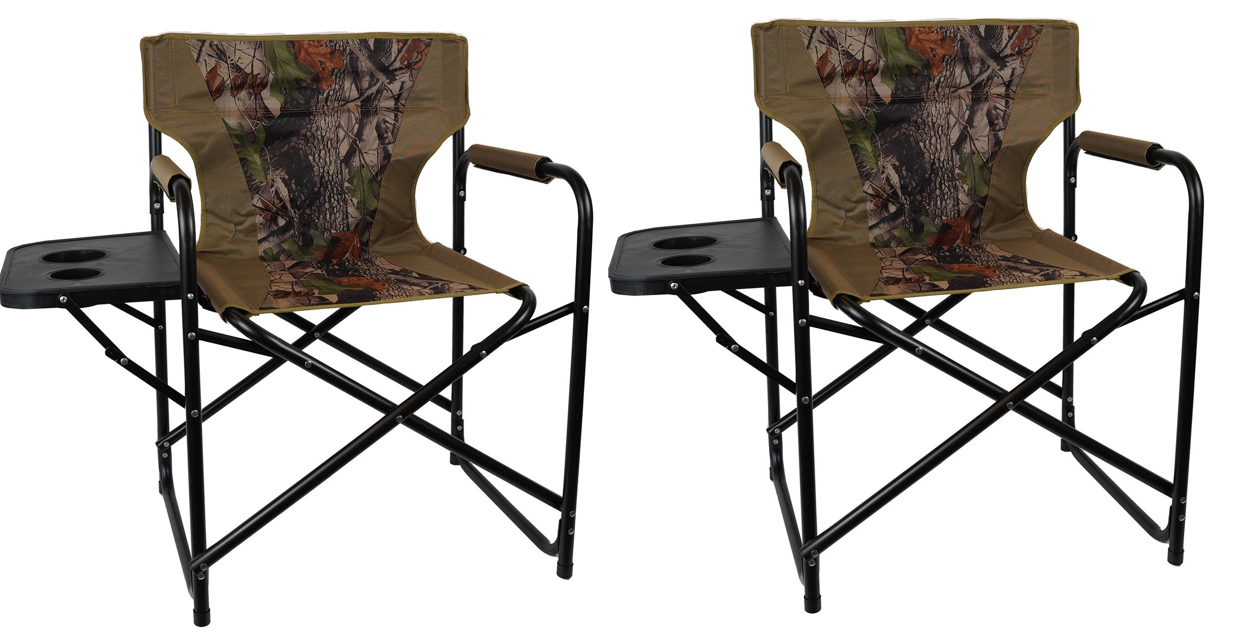 Eurocatch 2X Opvouwbare Campingstoel Met zijtafel | Camouflage | Directors Chair