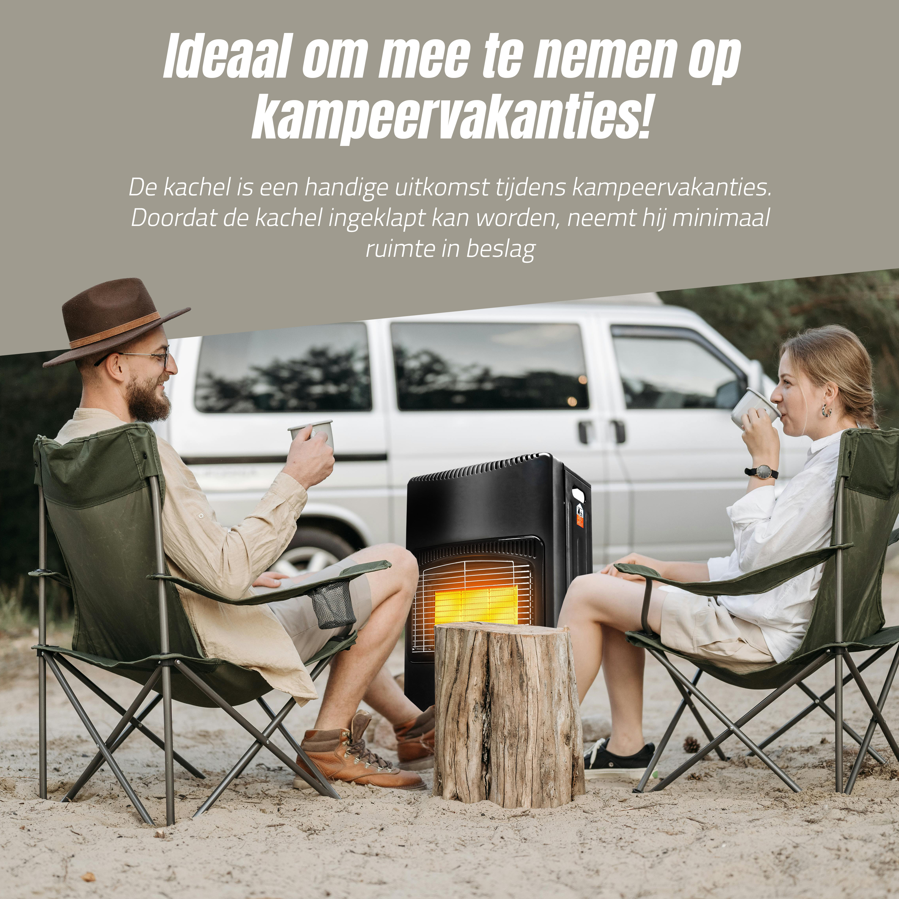 Eurocatch Gaskachel - Mobiele kachel Incl. Slang en Drukregelaar - Zwart - 4200W - 2e Kans!