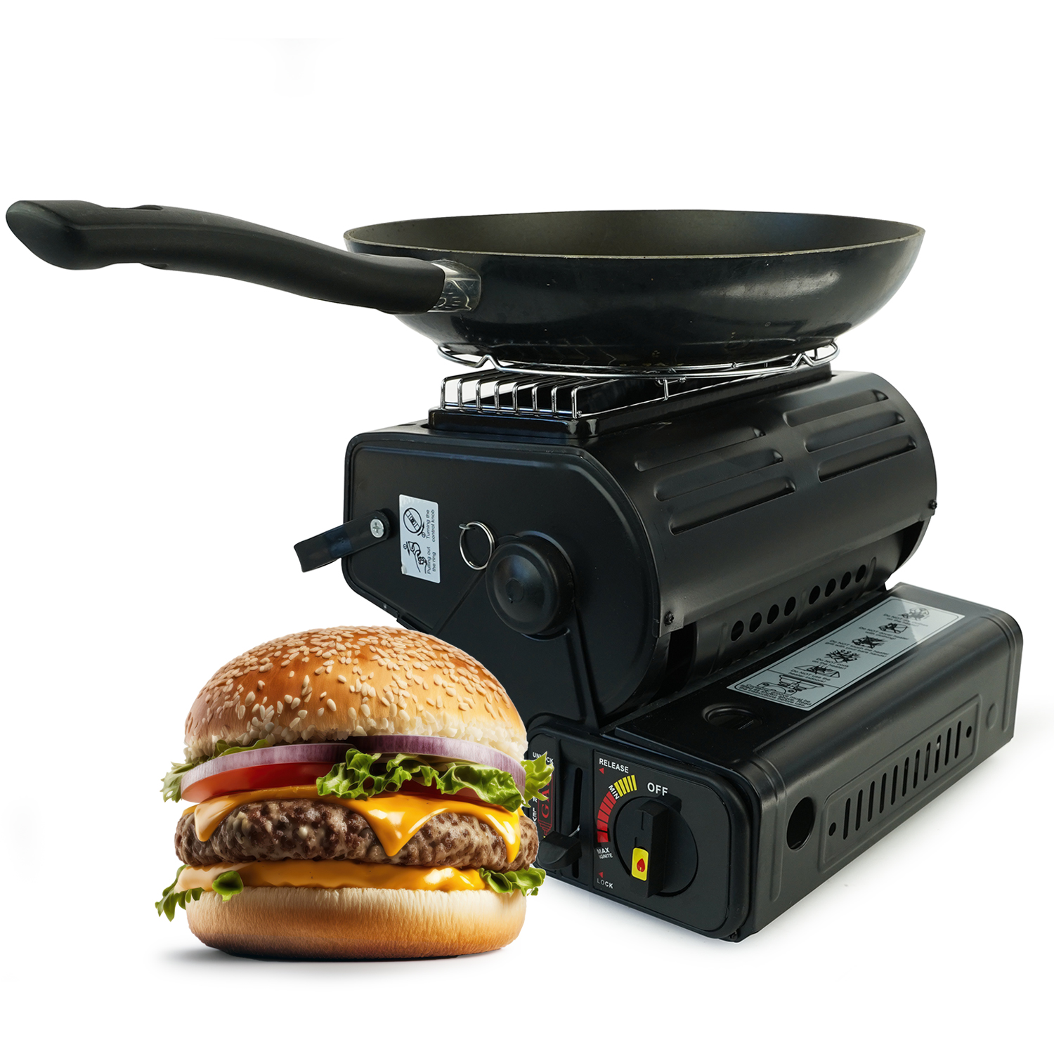 Eurocatch Gaskachel/Kooktoestel - Incl. 4 Gasbussen - Heater - Cooker - Kacheltje - Terrasverwarmer - Verstelbaar en Draagbaar