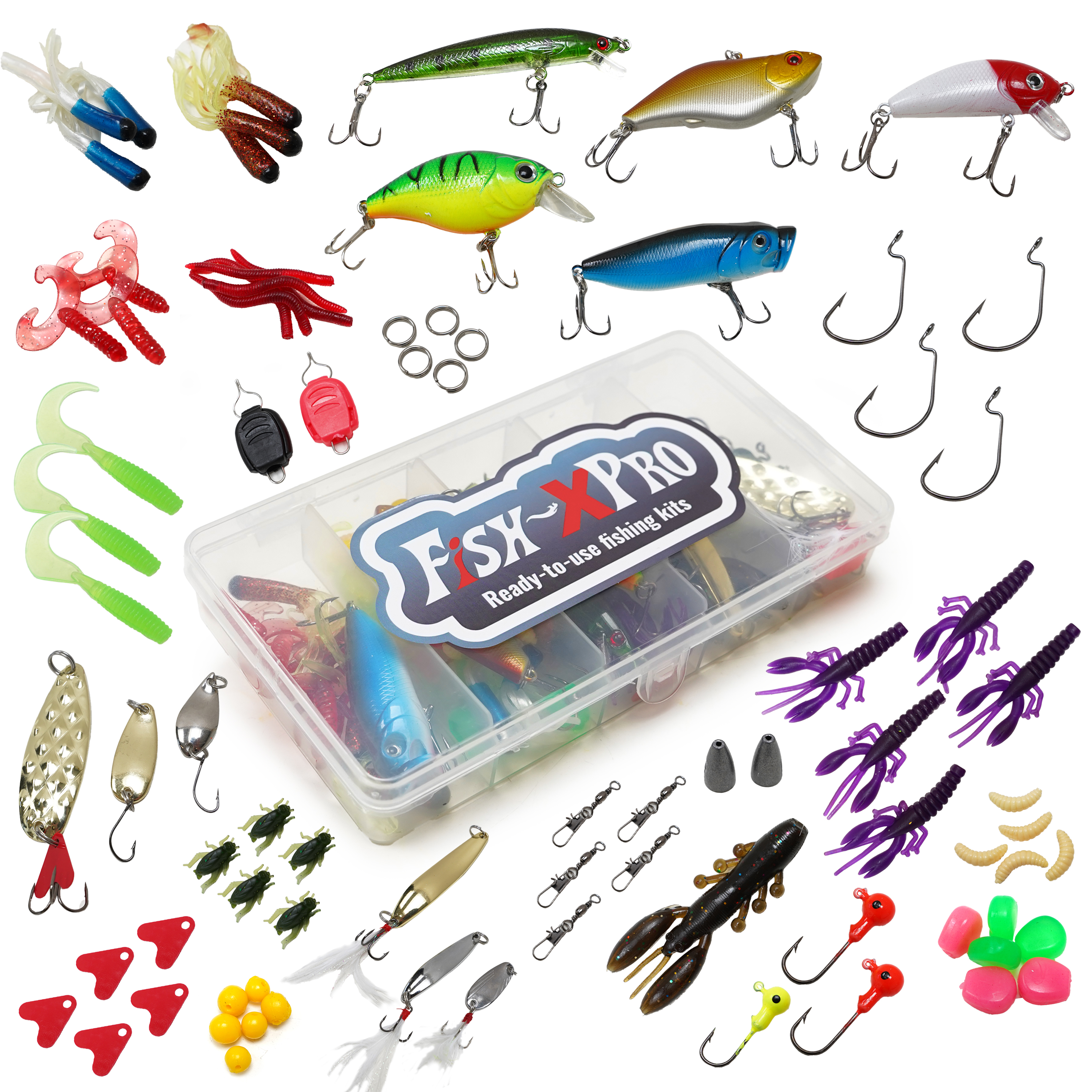 FishXpro Kunstaas set 88-Delen incl. Tacklebox 