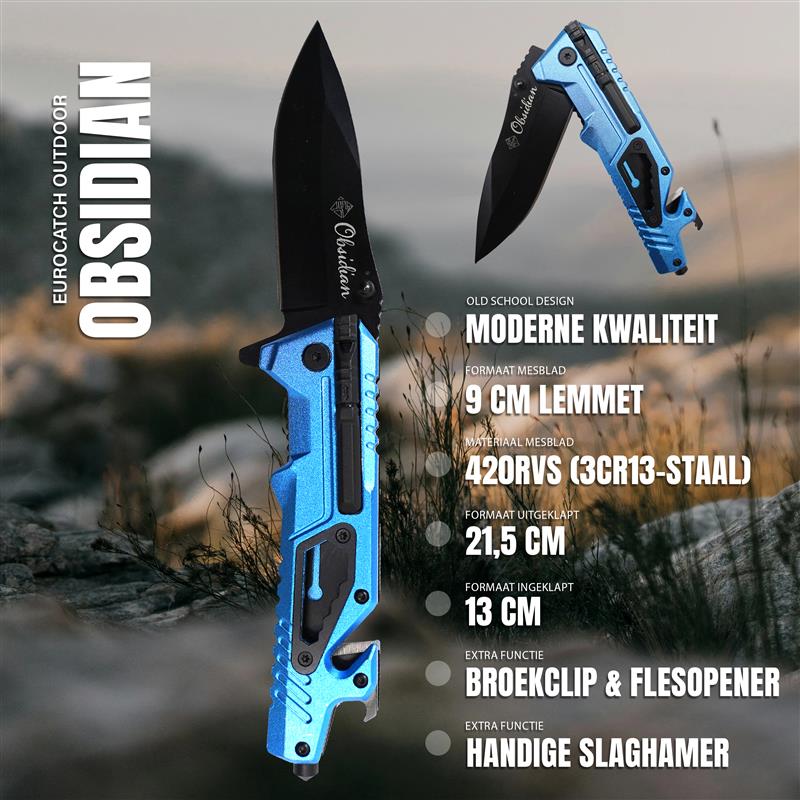 Eurocatch Obsidian Zakmes - 420RVS Lemmet - 4,75" Multi Function