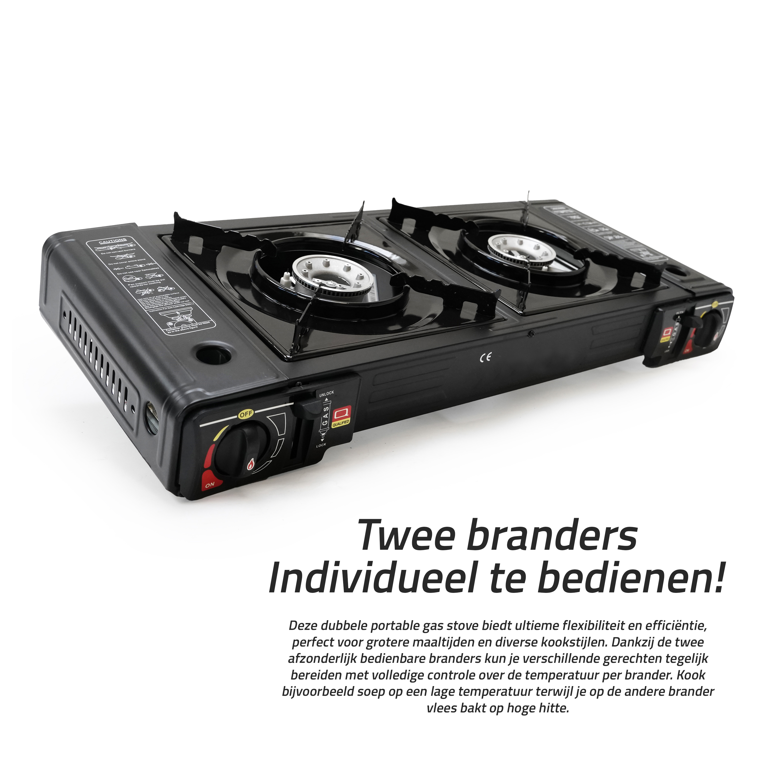 Eurocatch Dual Gas Stove  2 pits Kooktoestel op gas incl 16 Gasbussen