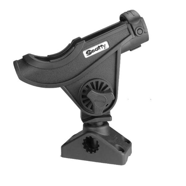 Scotty Baitcaster Spinning Rod Holder Black + 0241 Side-Deck Mount