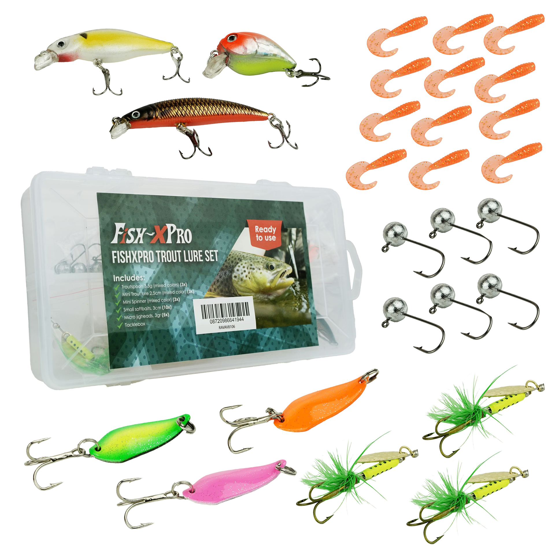 Fish-Xpro  Forellen Kunstaas Set - Plugjes - Spinners - Softbaits