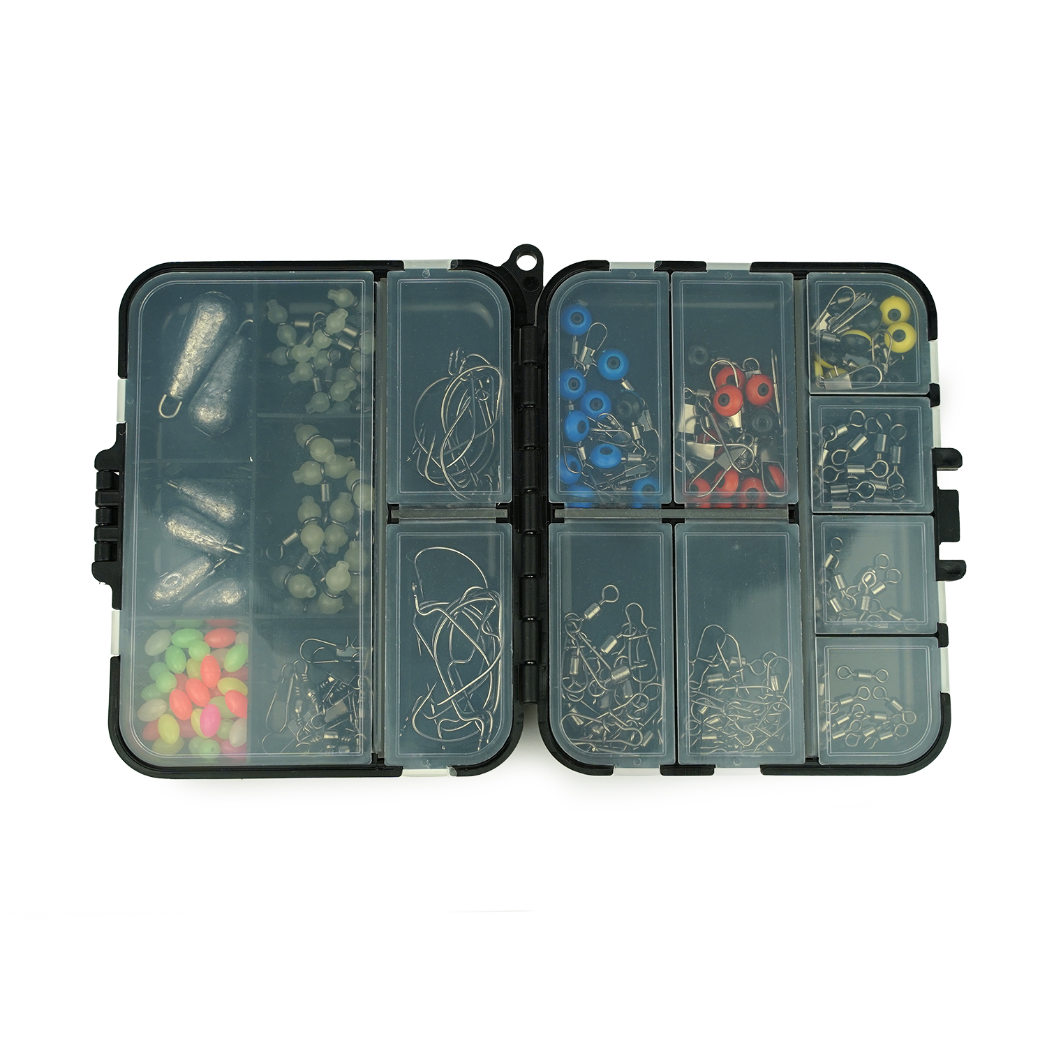 Fish-Xpro Hook&Swivel set - 177-Delig -Vishaakjes - Wartels -Visloodjes - incl. Tacklebox