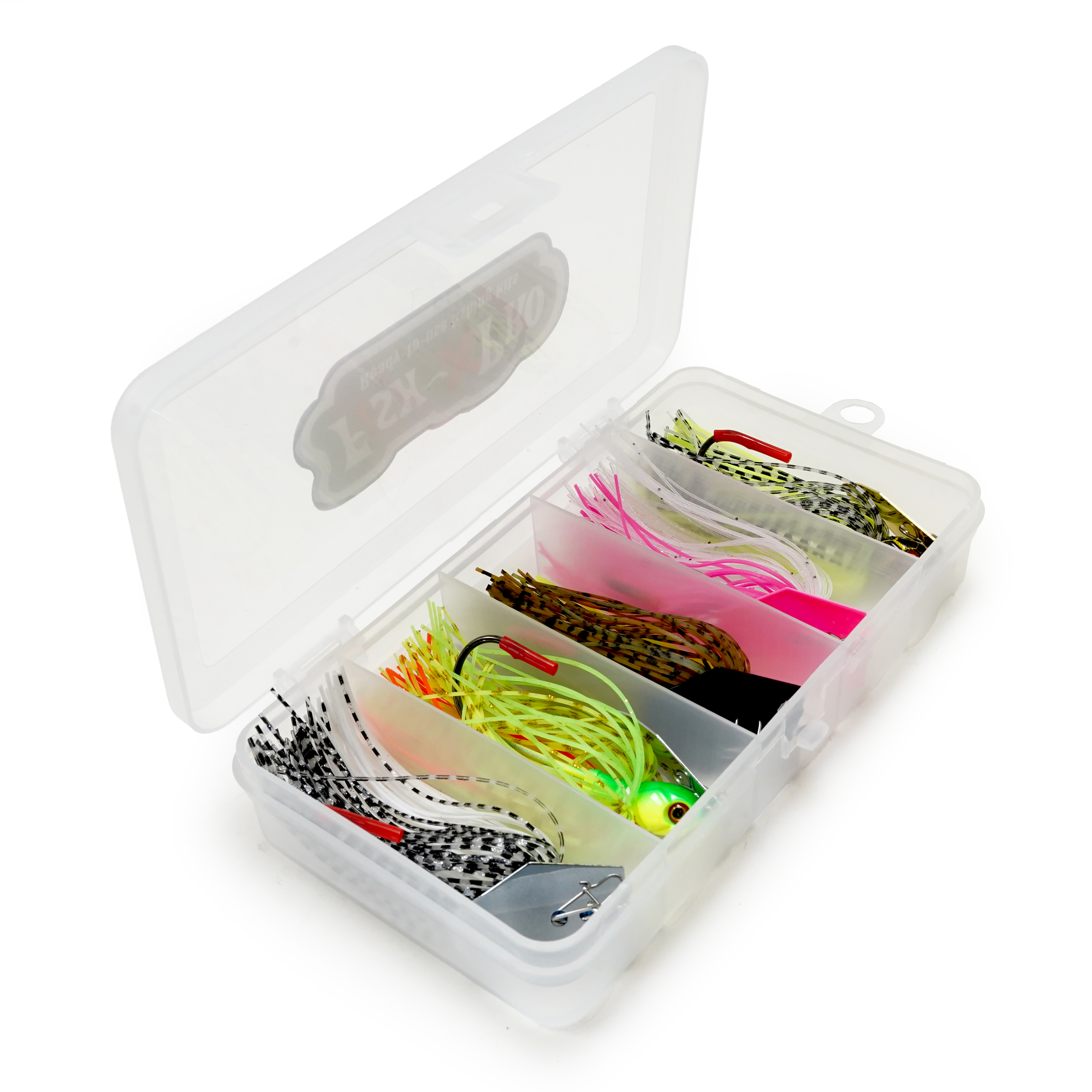 FishXpro Chatterbait Set 8cm – 10g - 5 Stuks inclusief Visdoos