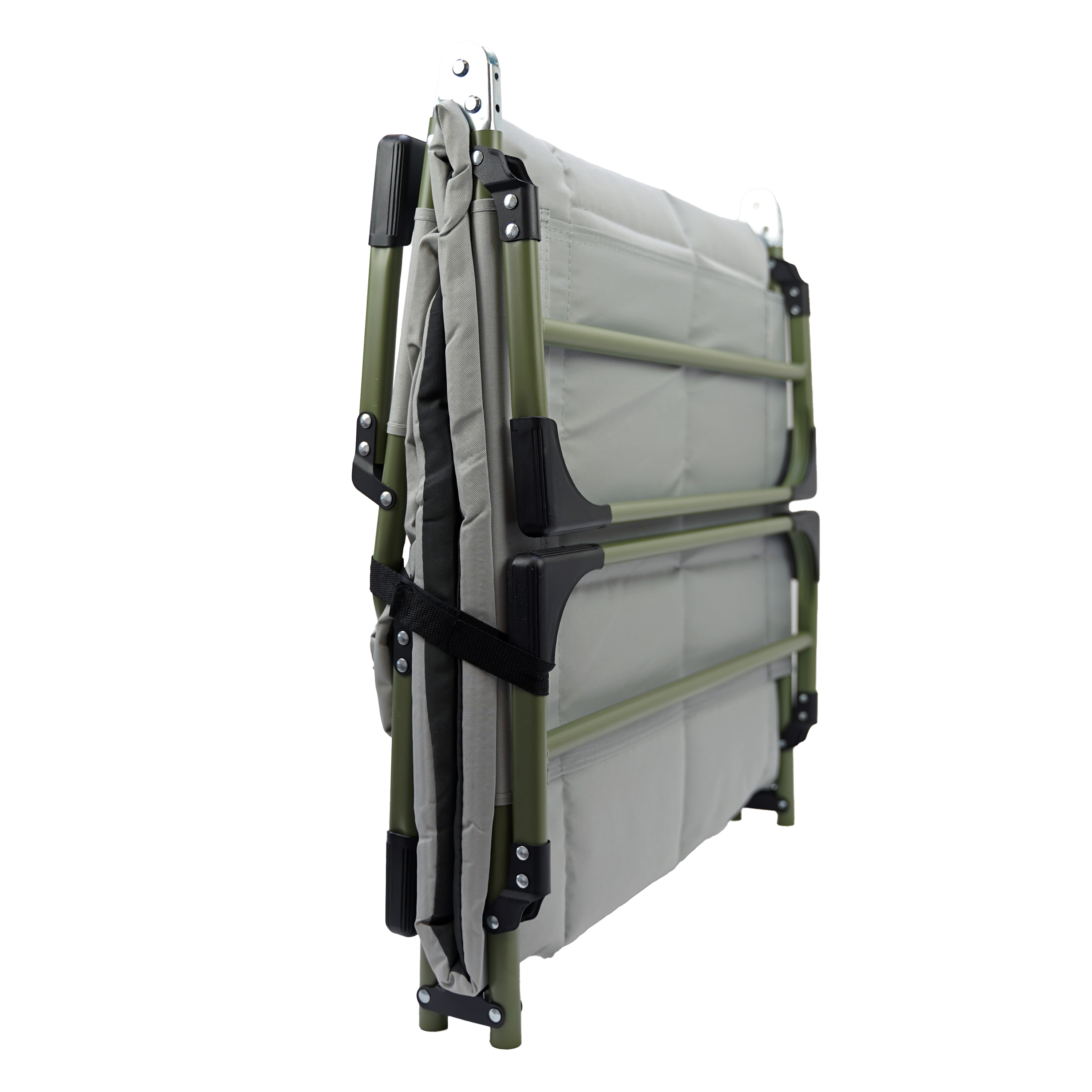 Eurocatch Karperstretcher Bedchair – 8-Poot Verstelbaar Campingbed met 5-Standen Rugleuning, Gevuld Hoofdeinde, Zijvak & Inklapbaar– Groen 