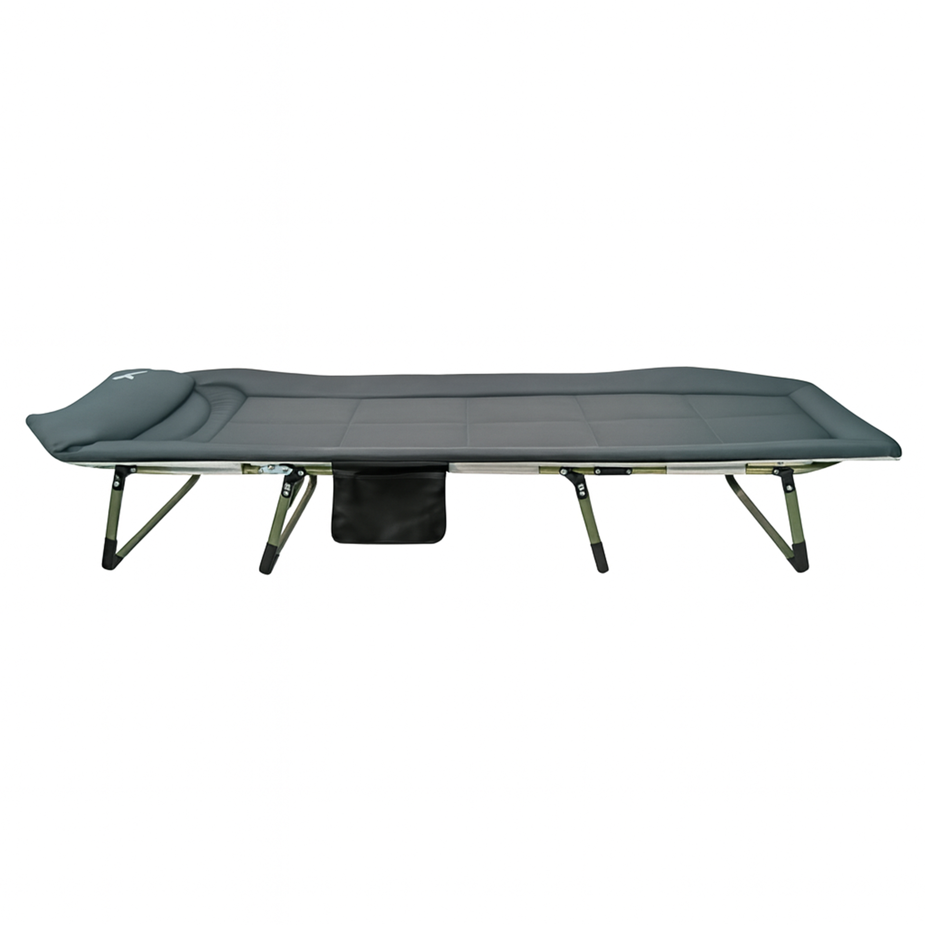 Eurocatch Karperstretcher Bedchair – 8-Poot Verstelbaar Campingbed met 5-Standen Rugleuning, Gevuld Hoofdeinde, Zijvak & Inklapbaar– Groen 