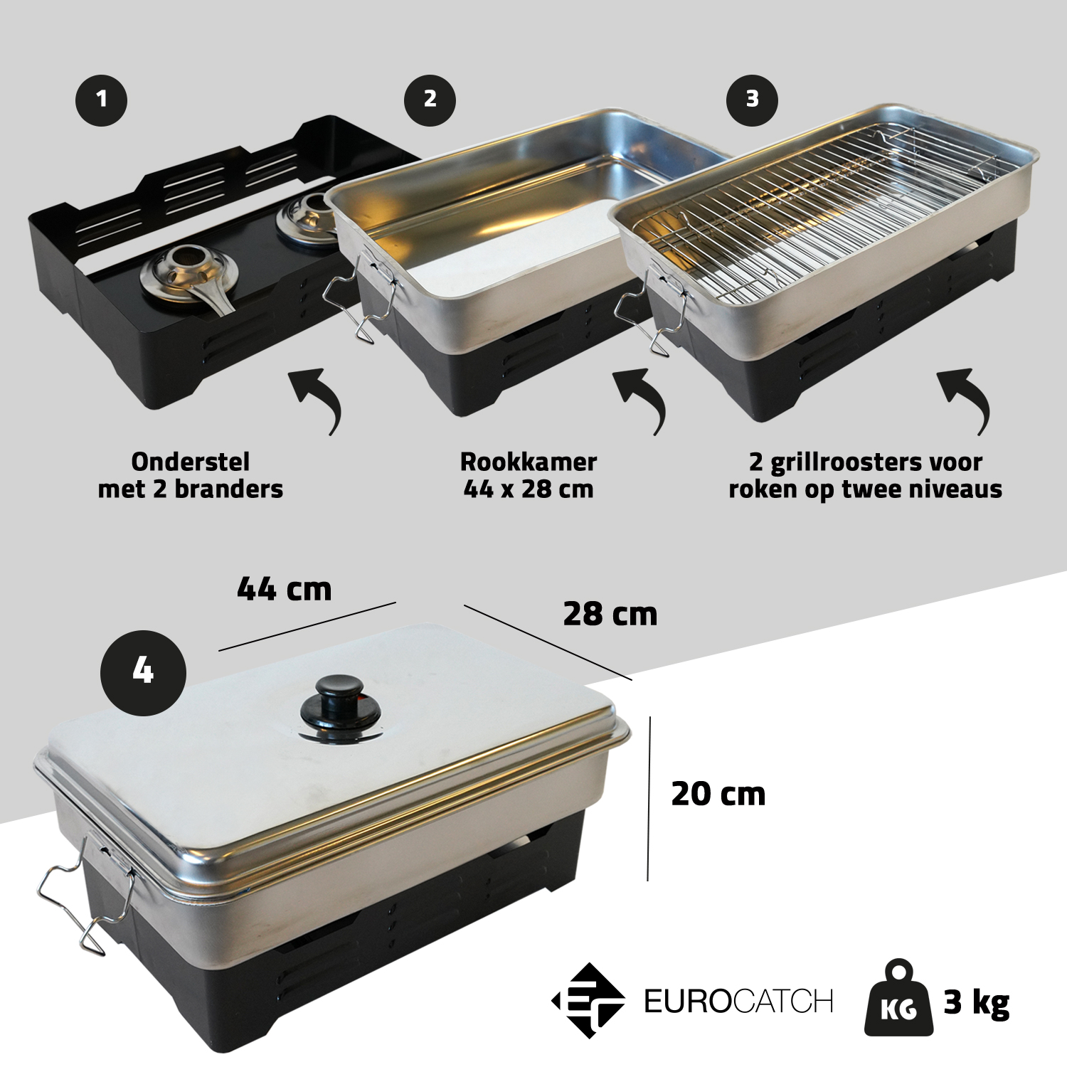 Eurocatch RVS Tafelrookoven Deluxe 40x25x19cm 
