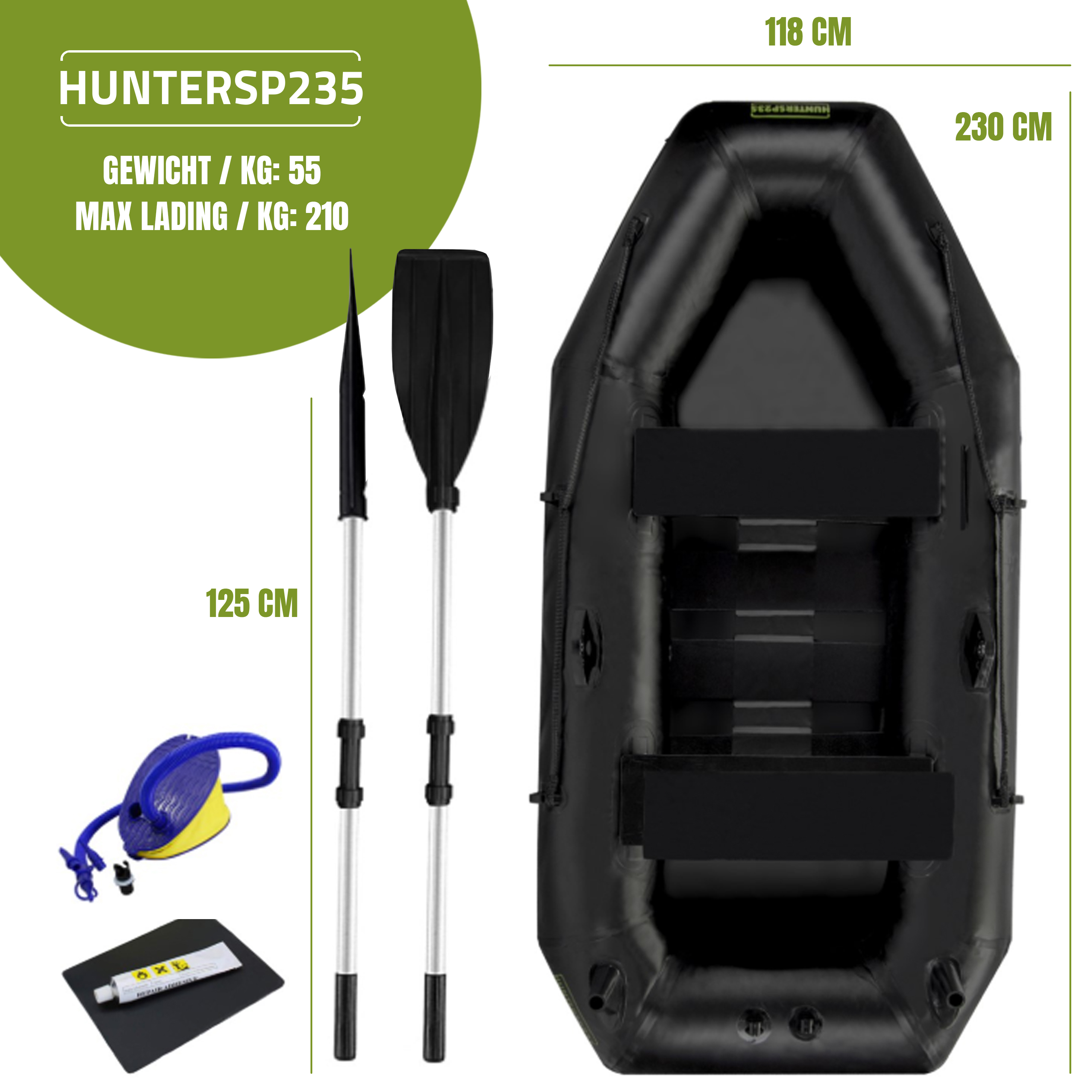 Eurocatch Hunter Sp 235 - Rubberboot - 2,35m Lang