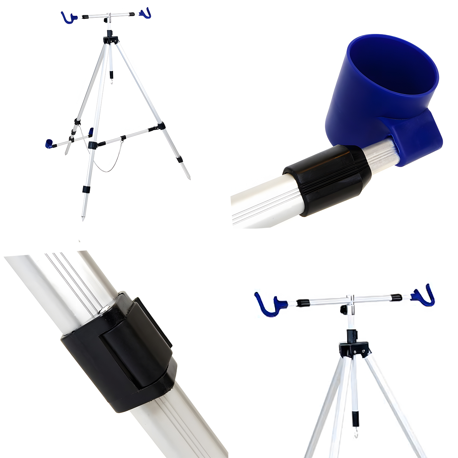 X2 3-leg Strandsteun Deluxe | Verstelbare Strandsteun| twee Hengels |  Hoogte Max. 150cm | Driepoot | Tri-pod | Aluminium Beach Pod