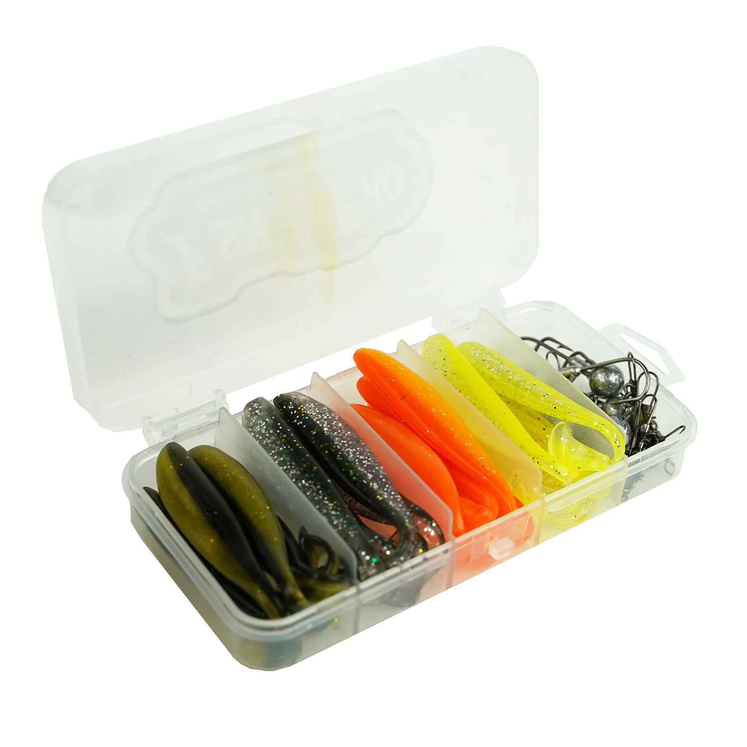  Fish-Xpro Softbait set 36-Delig - Kunstaas - Shads - Jigheads - incl Tacklebox - Roofvissen - Snoek Baars