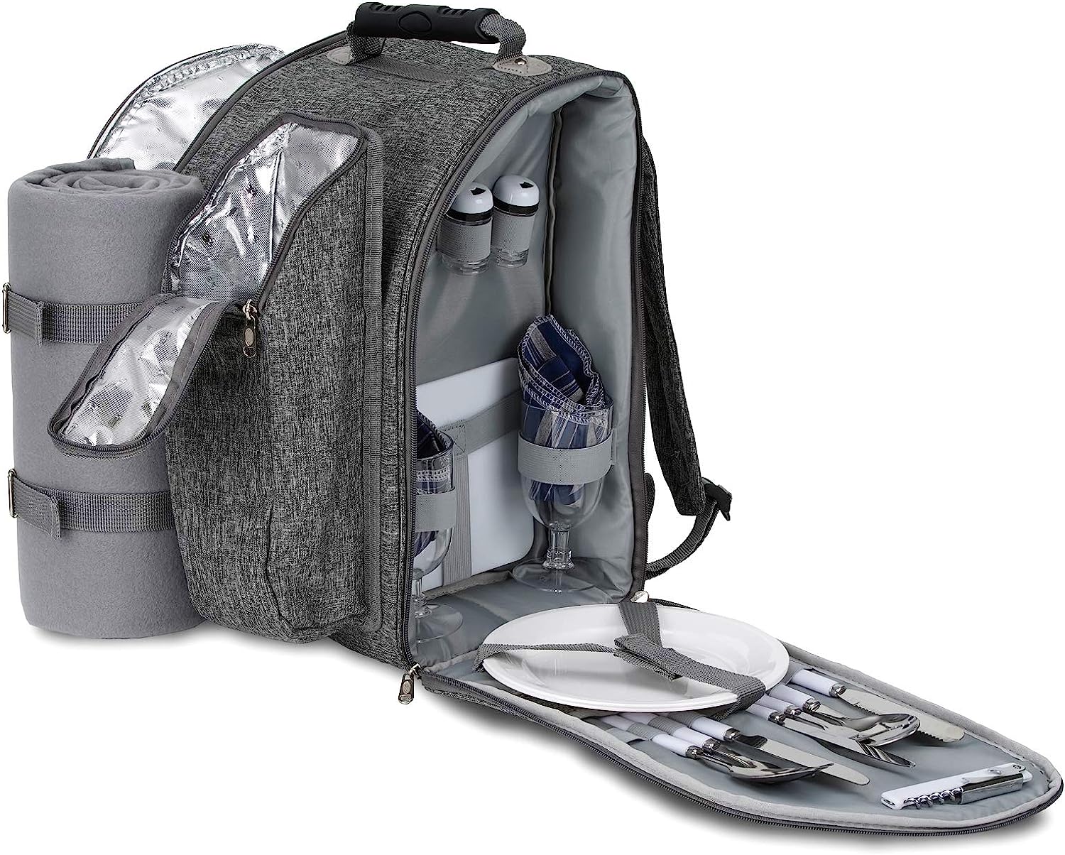 BRUBAKER | Picknickrugzak |  2 personen |  28x40x22cm | Waterdichte onderkant |  19 delen