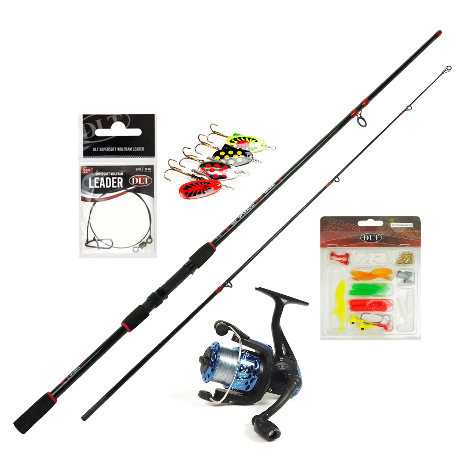 DLT Splendid Spinset Compleet 2.10m - Werphengel & Vismolen - Spinners - Kunstaas - Onderlijnen