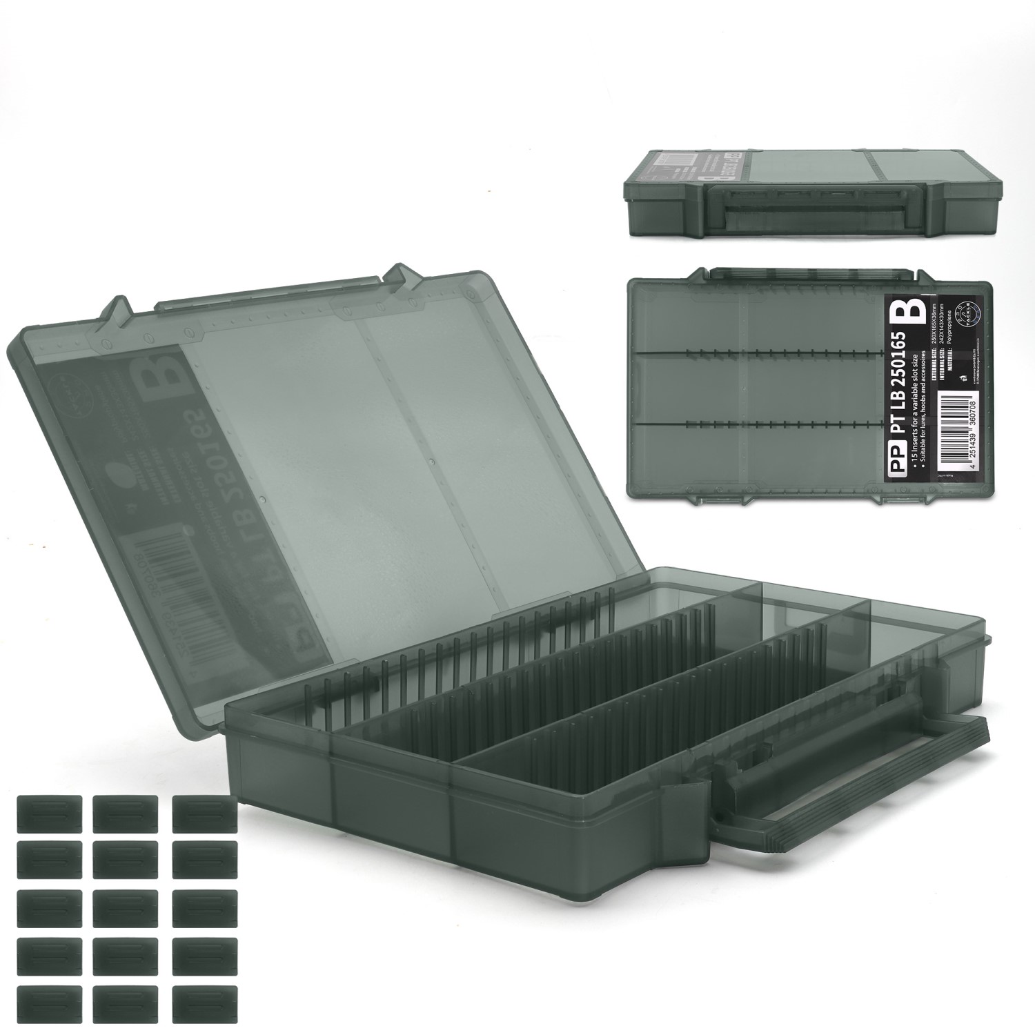 Eurocatch Pro-Tackle LureBox - Viskoffer - 25G Indeelbaar 25x16x3,6cm Grey 