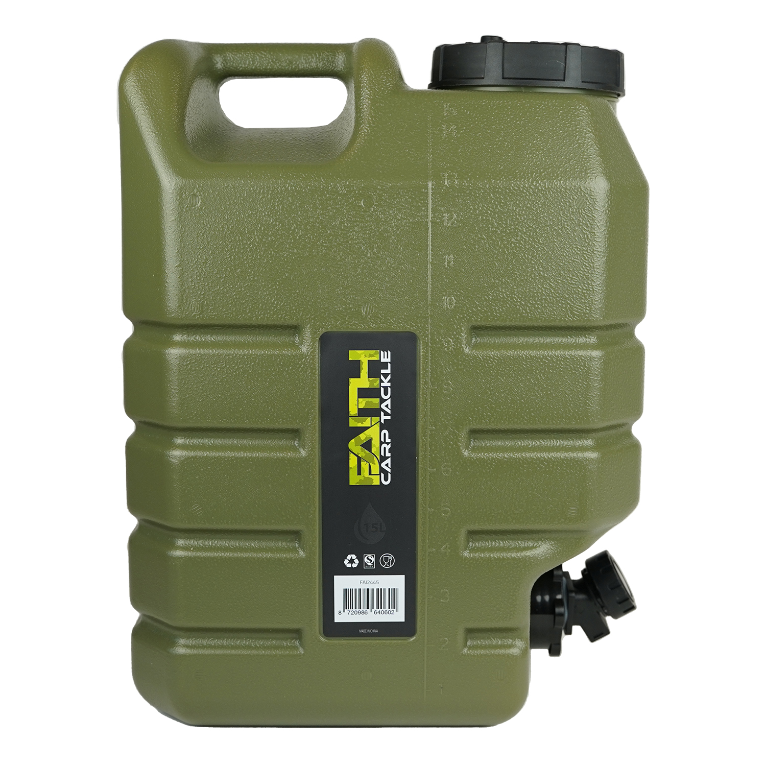 Faith  Jerrycan met Kraan 15L - Polyethyleen Groen - Voedsel-Veilig - Watertank