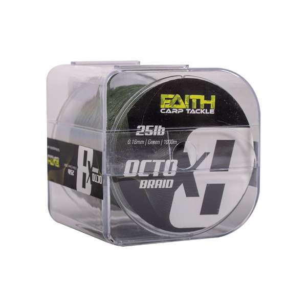 Faith OctoX8 Braided Line | Green | Gevlochten Lijn | Waxed | 25lb | 0.16mm | 1000m 