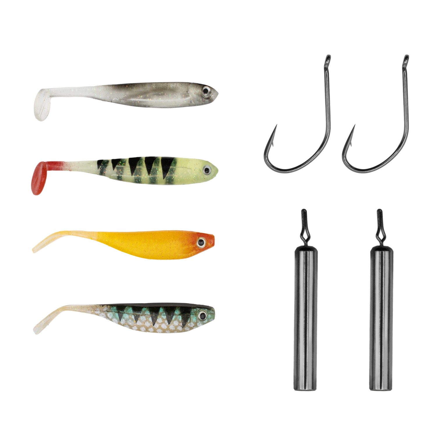 DLT Dropshot Kit Nr. 1 - Inhoud:  Haken, Dropshotloodjes, Shads (Softbaits)