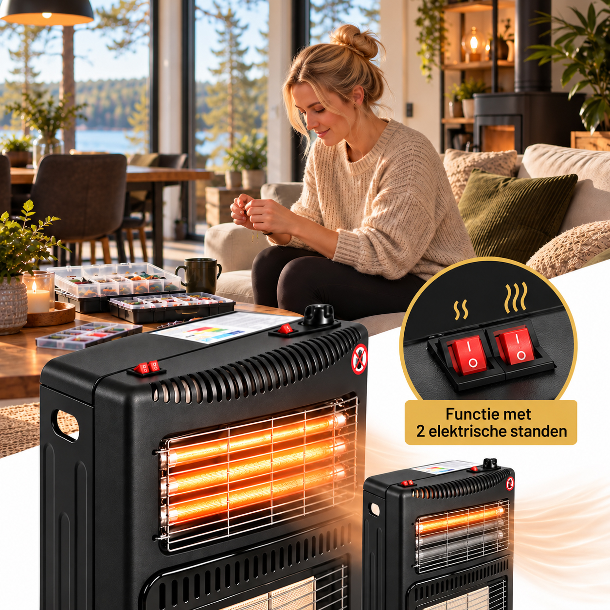 Eurocatch Patio Heater - Propane & Electric - 4.2Kw - complete set