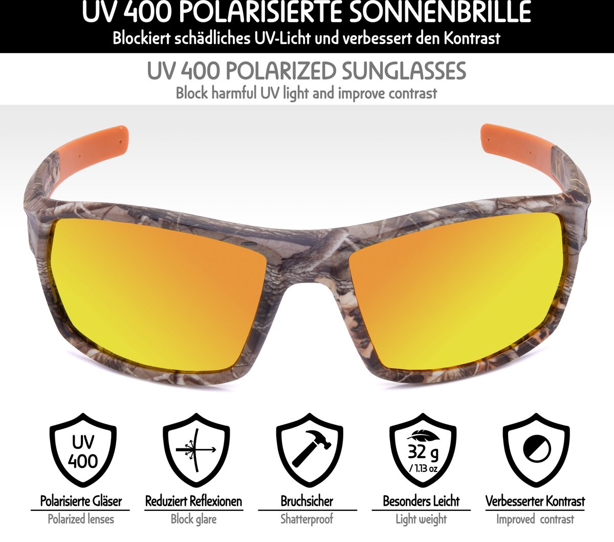 BRUBAKER | Zonnebril |Polariserend | Camouflage Zonnebril | incl. Koker