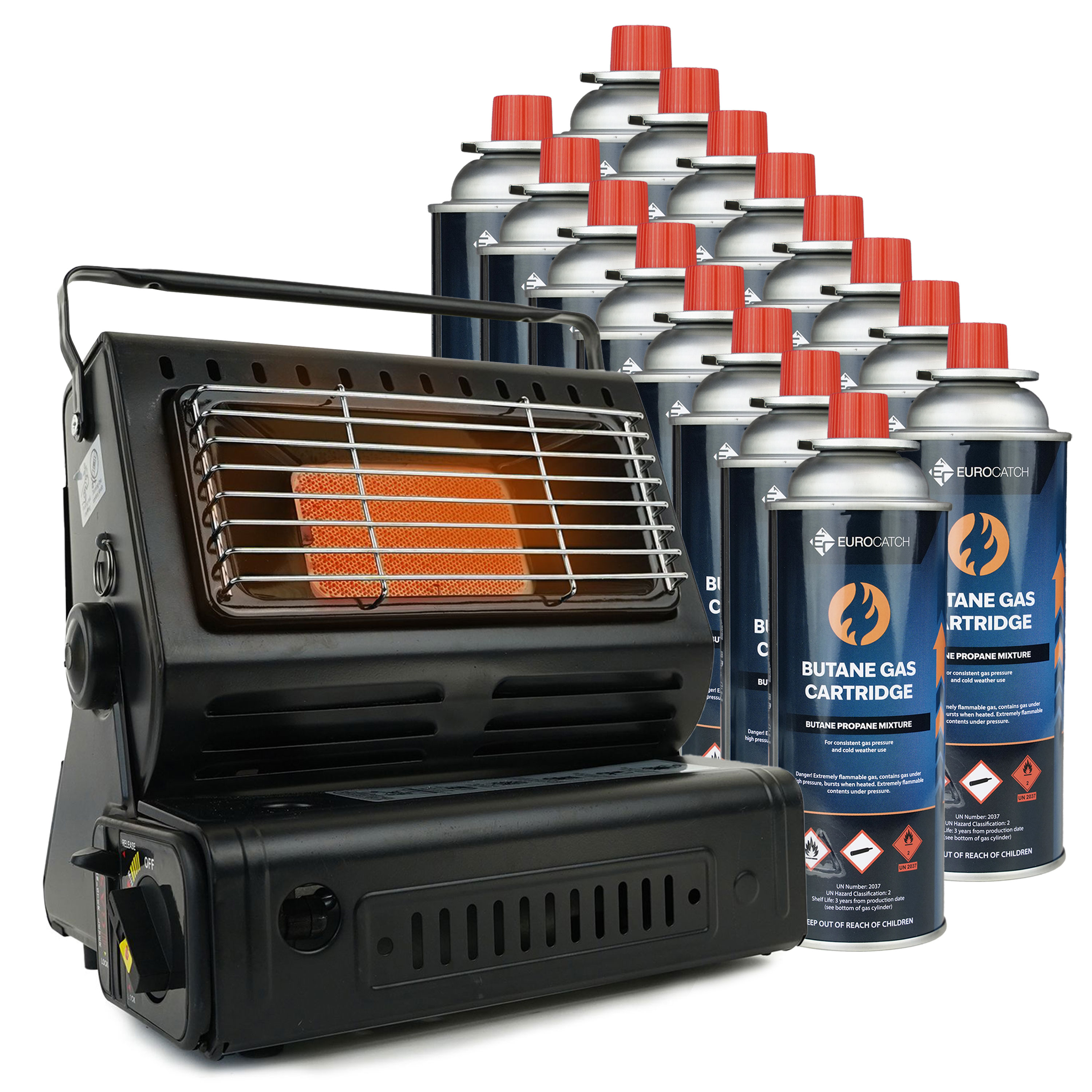 Eurocatch Gaskachel - Heater - Kacheltje - Terrasverwarmer - Campingkachel - Gas Heater - Verstelbaar - Draagbaar