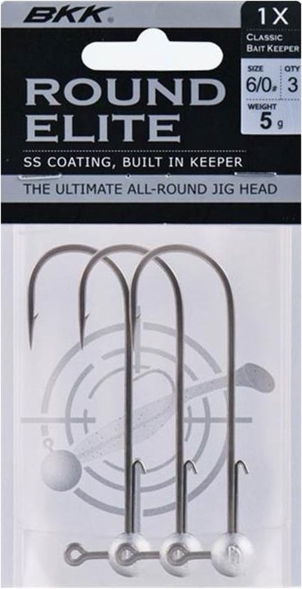 BKK Round Elite Jigheads + Baitkeeper - Grijs - 17g - 4/0# - 3pcs