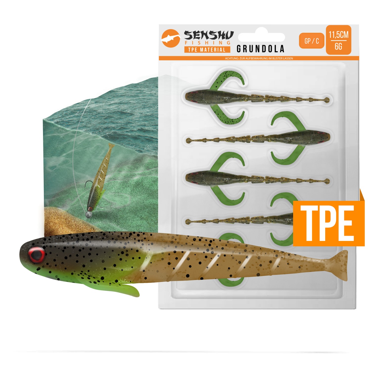 Senshu Grondel 11,5cm - 6gr - 5 Stuks - Green Pumkin