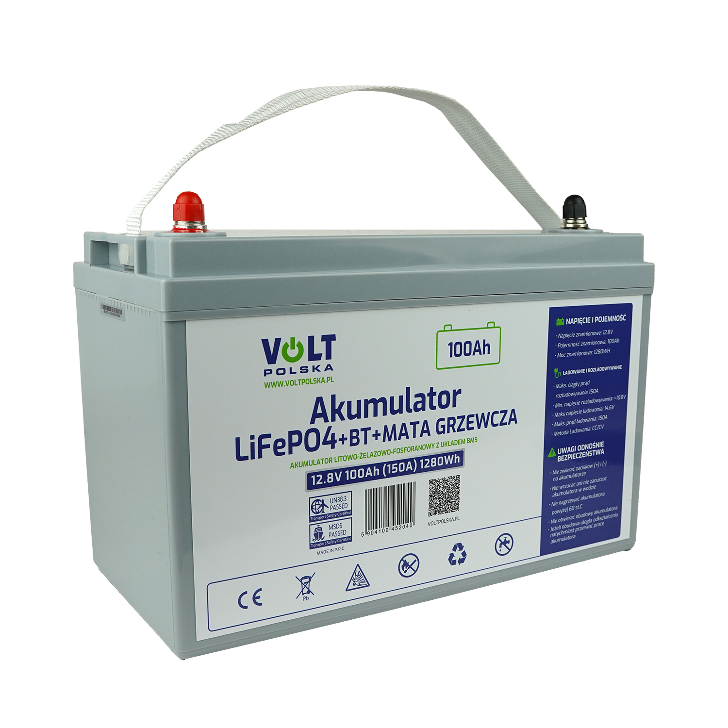 LiFePO4 Smart Accu - 12,8Volt 100AH - 150Amp BMS - 1280WH -Met blueTooth & verwarming 