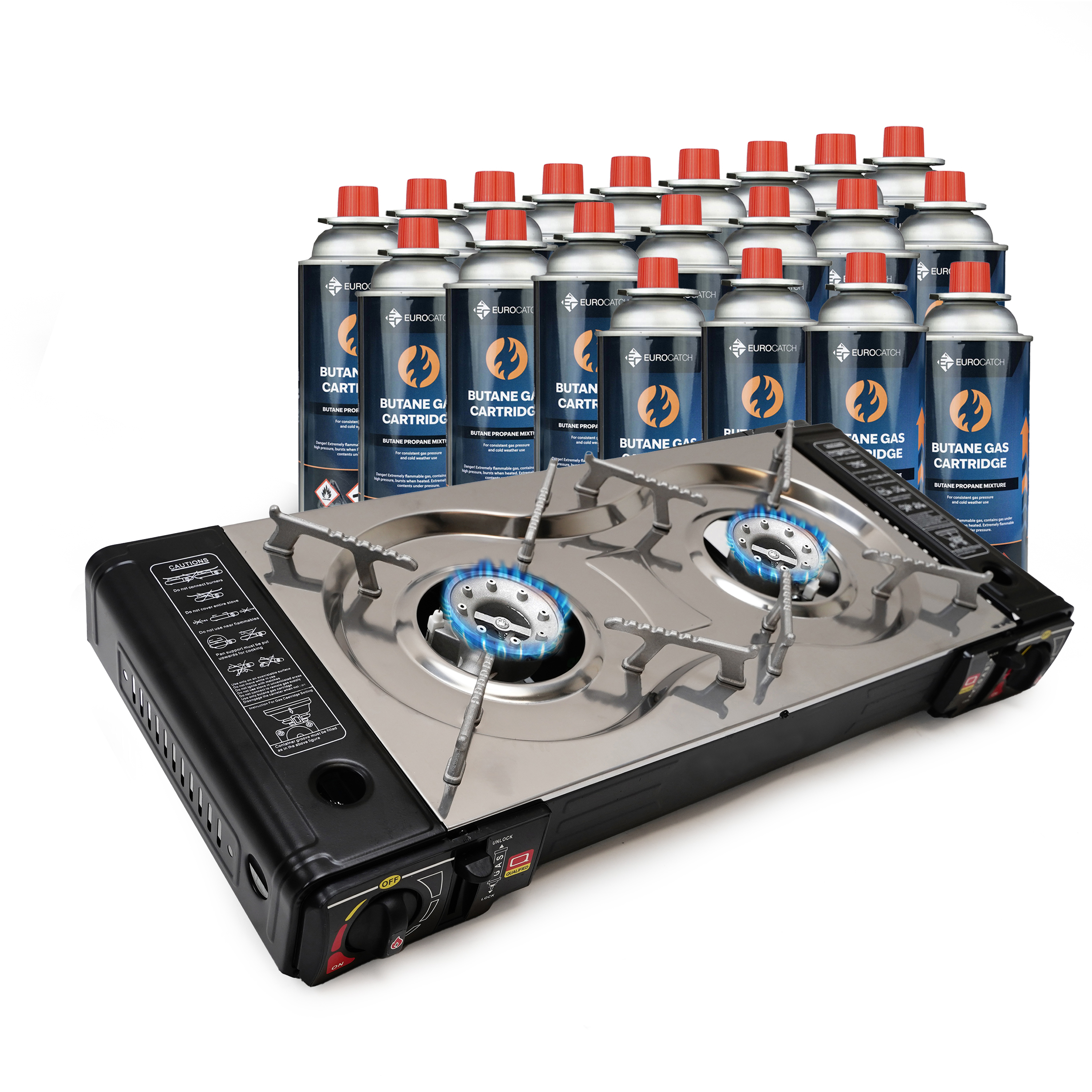 Eurocatch Dual Gas Stove 2 pits Kooktoestel op gas - 20 Gasbussen