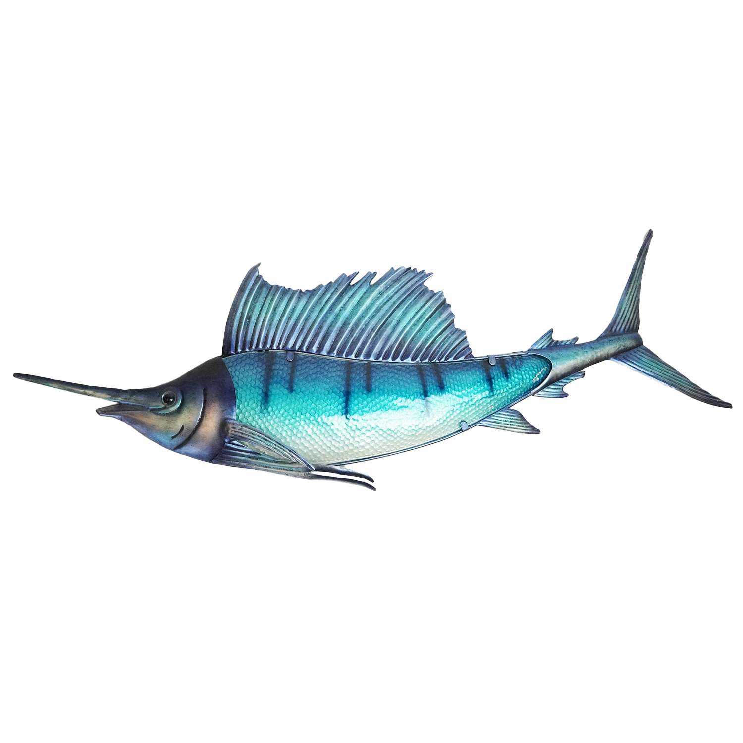 Eurocatch  Big Game Wanddecoset - Tonijn Dorado Sailfish Marlijn -  4 stuks - Muurdecoratie - 110cm - 3-D Metaal en Glas - Kunst - Cadeau Tip